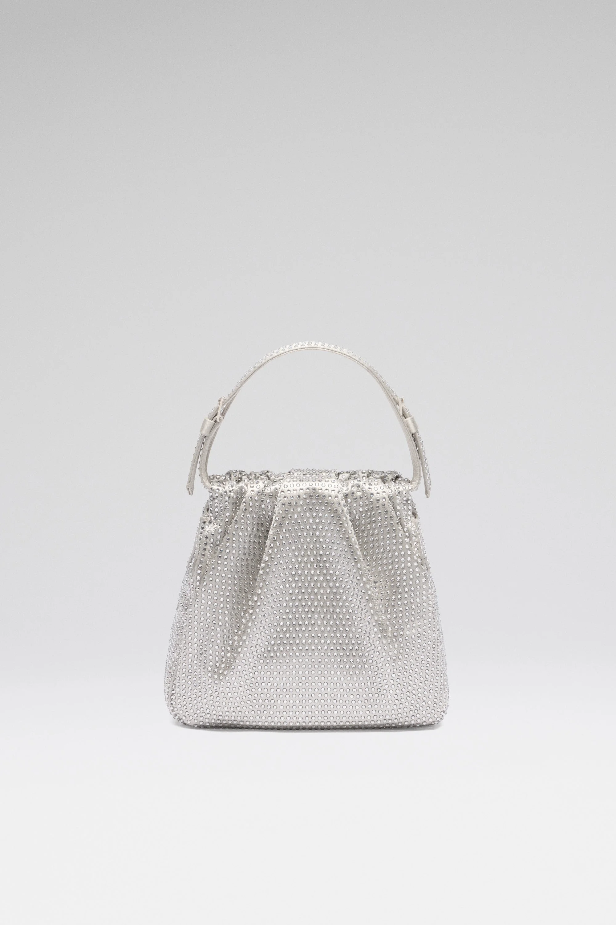 VITTORIA FULL CRYSTAL BAG SILVER SATIN AND WHITE CRYSTALS - 1