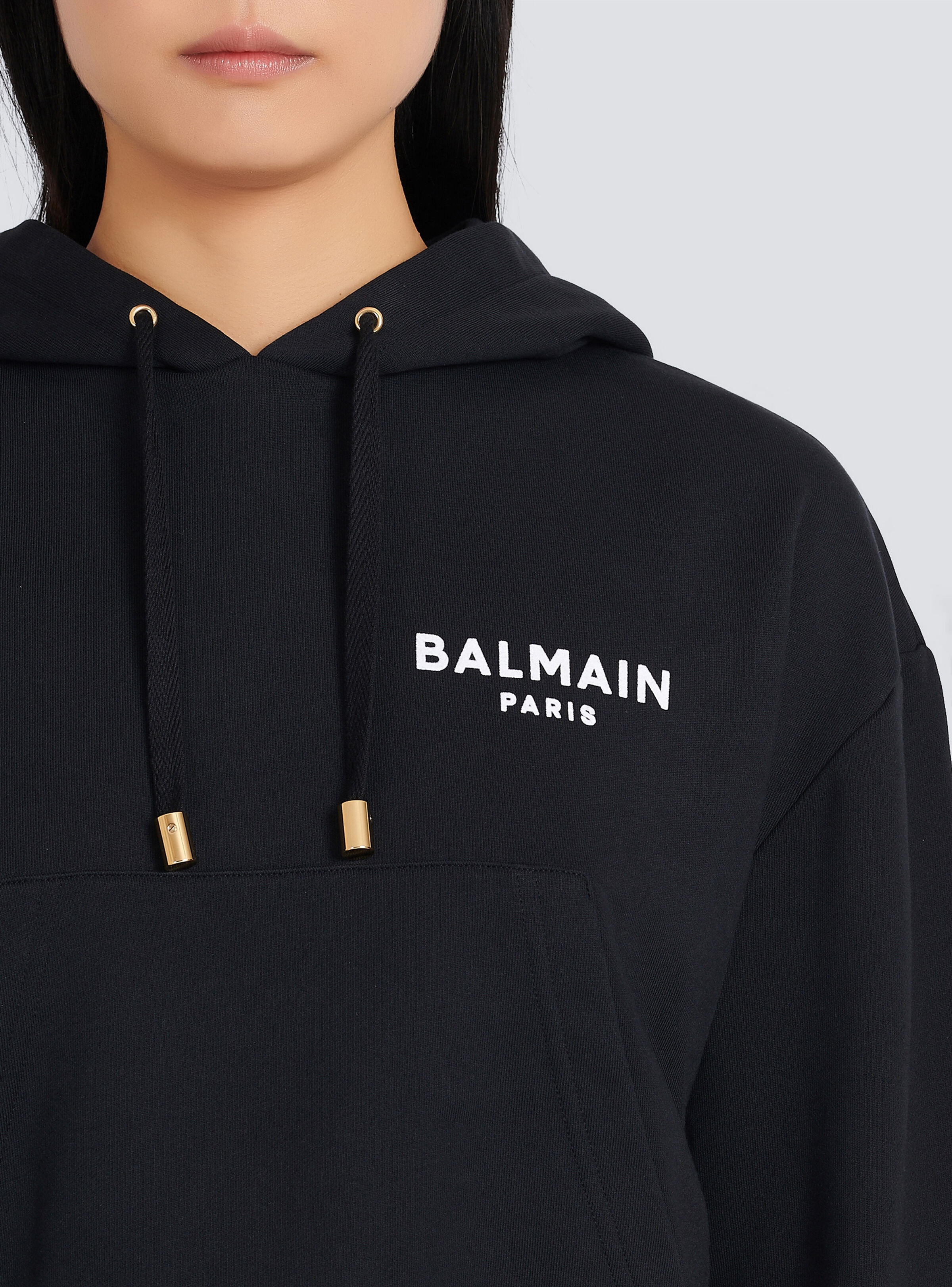 Eco-designed cotton sweatshirt with flocked Balmain logo - 2