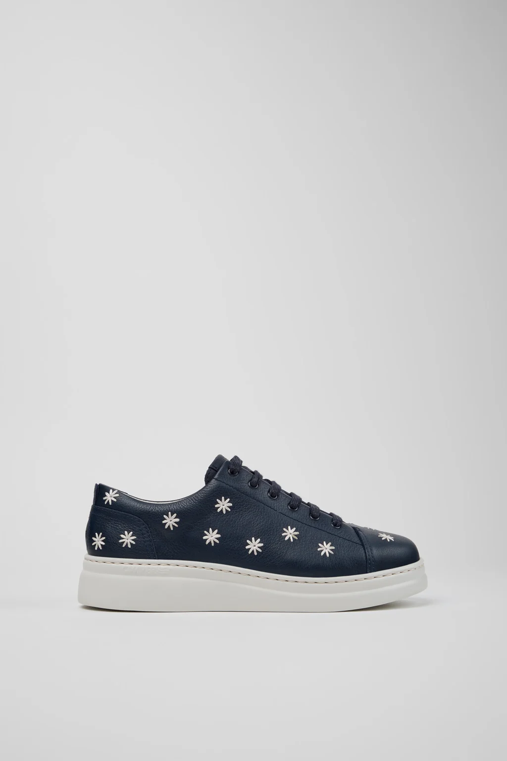 Runner Up Blue Leather Sneakers for Women. - 1