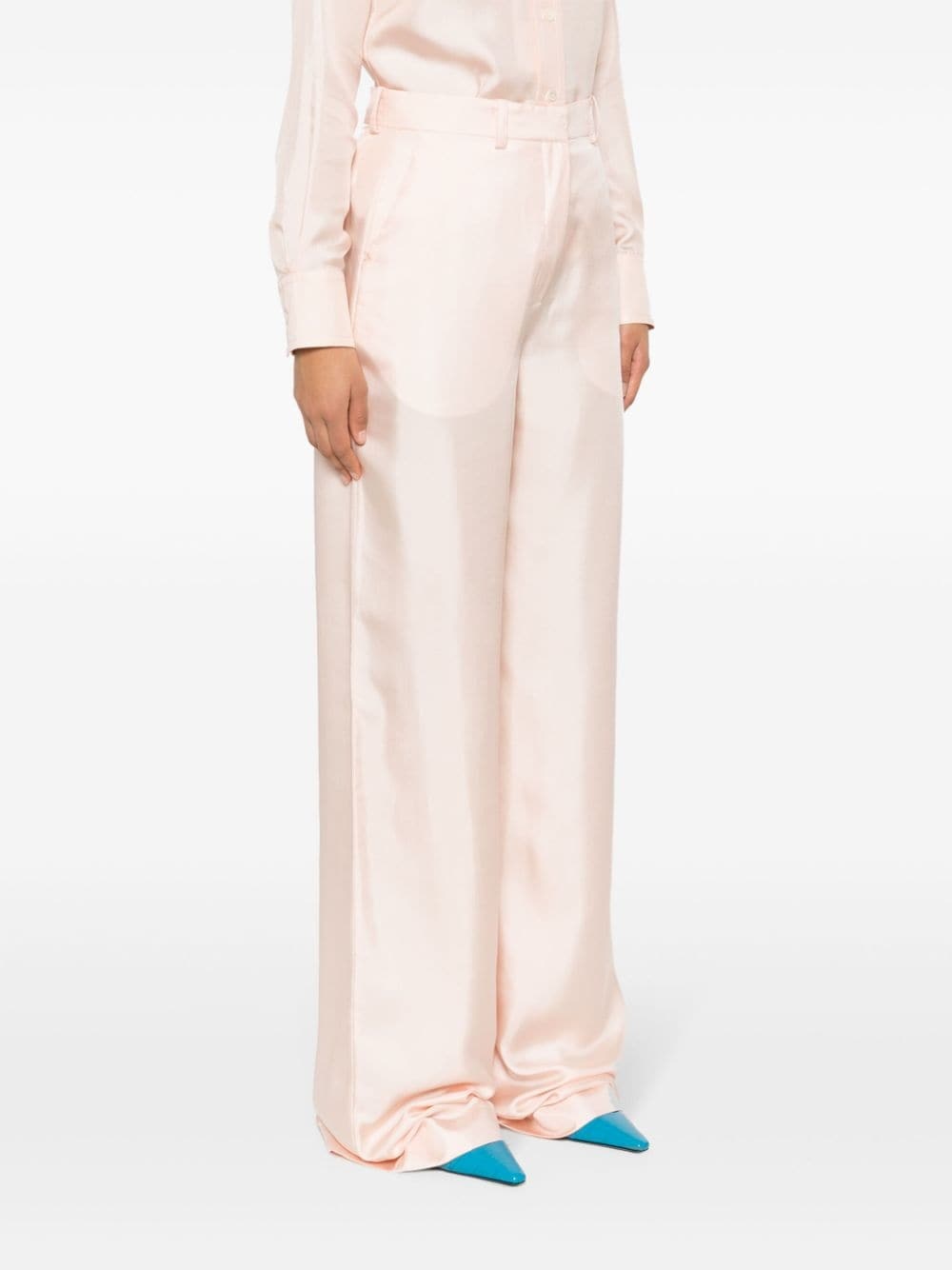 silk wide-leg trousers - 3