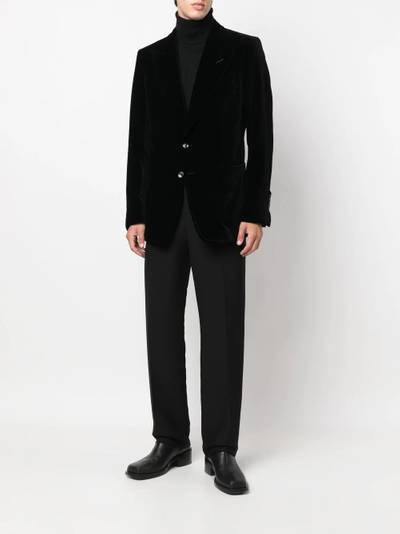 TOM FORD velvet-effect single-breasted blazer outlook