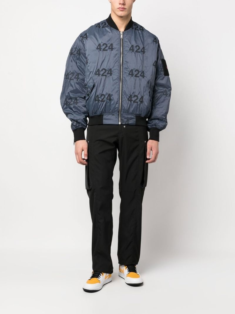 logo-print quilted bomber jacket - 2