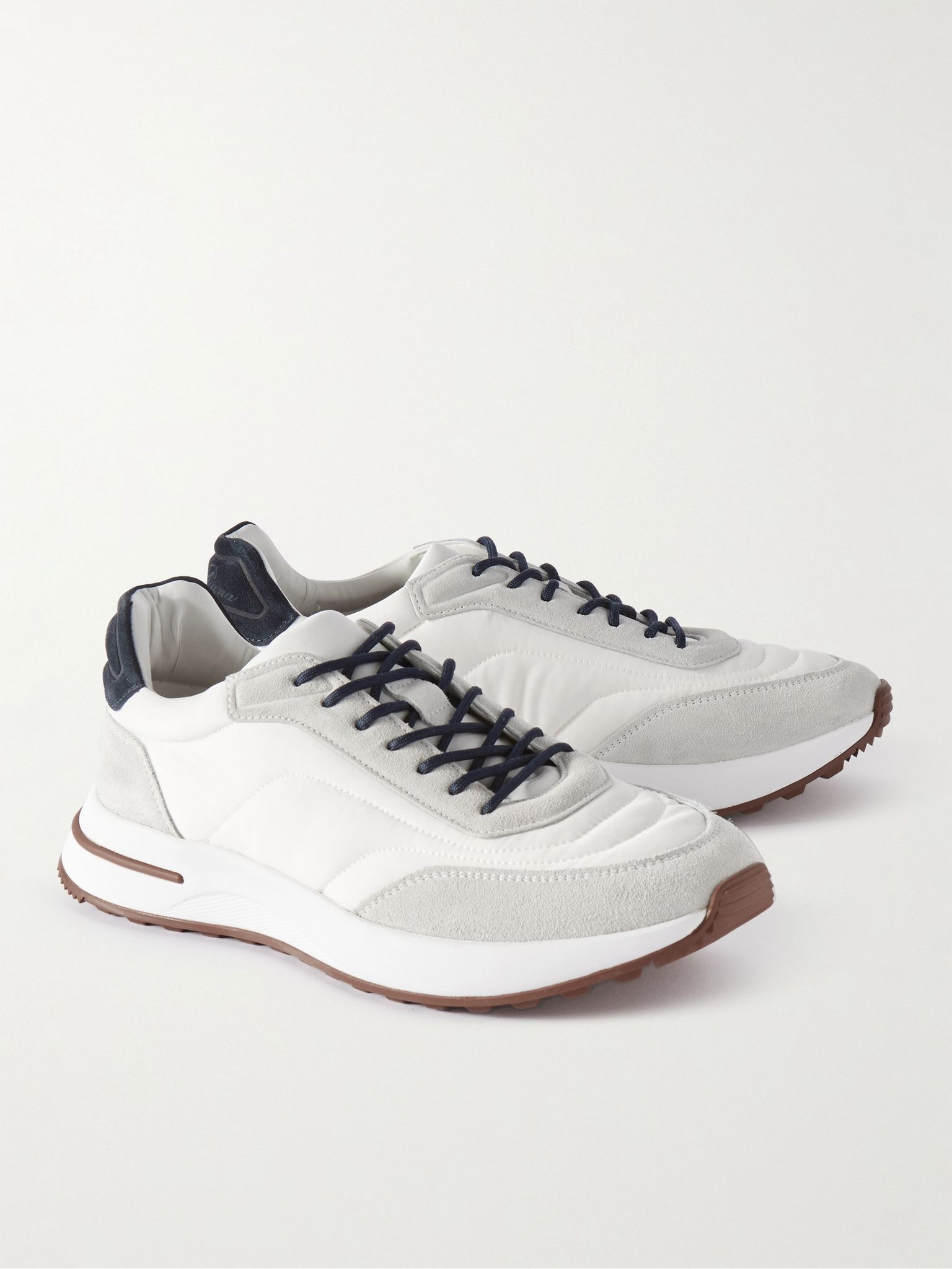 Weekend Walk Suede-Trimmed Shell Sneakers White - 4