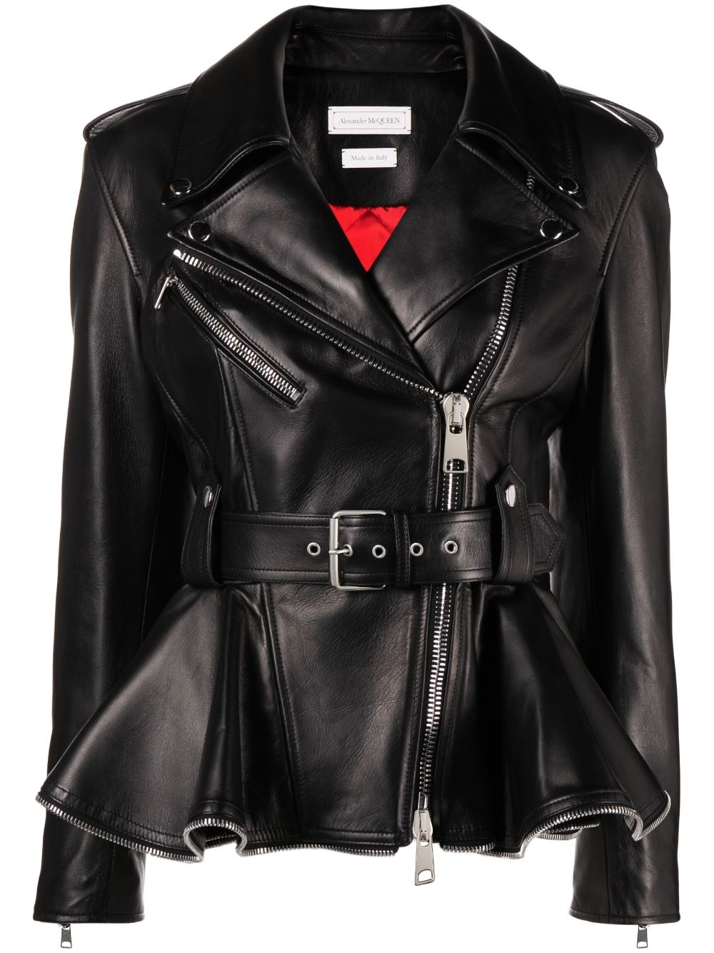 peplum-hem biker jacket - 1