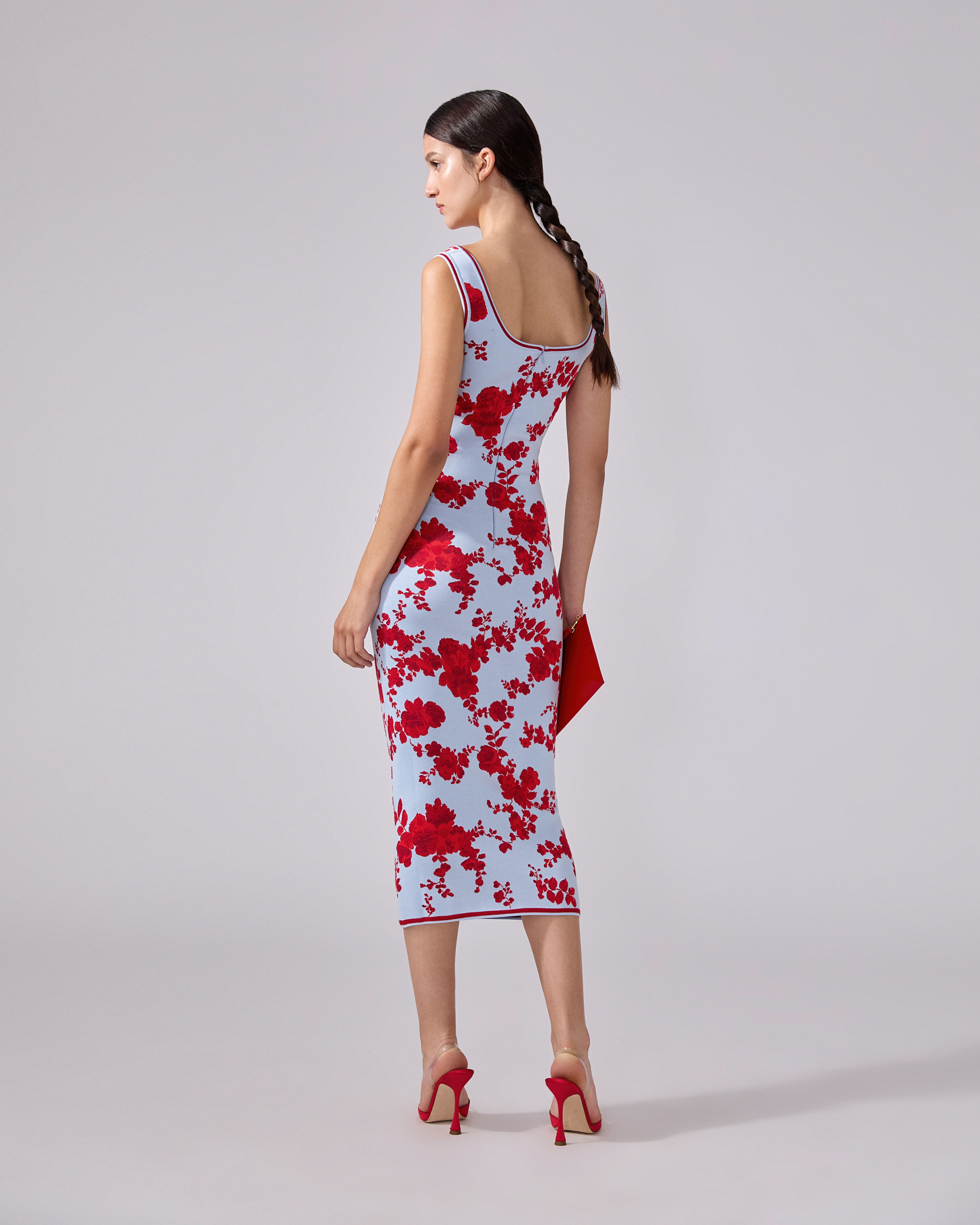 Floral Jacquard Scoop-Neck Dress - 3