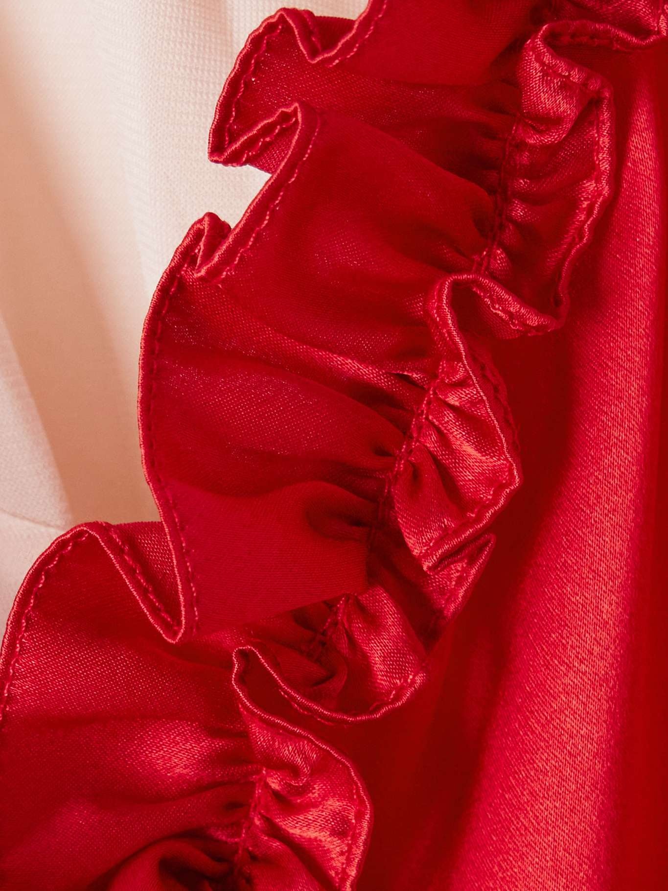 Ruffled pleated jersey-trimmed silk-satin mini dress Red - 5