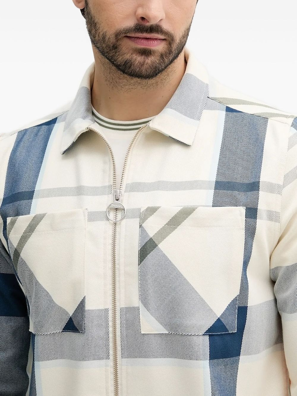 checked zip-front shirt - 4