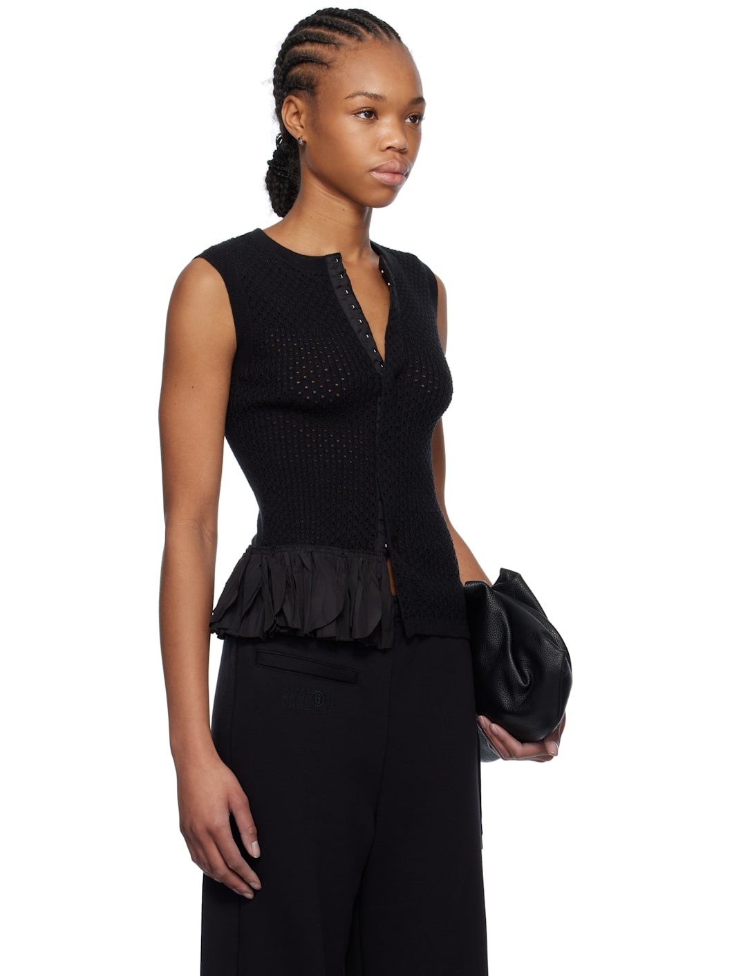 Black Detatchable Ruffles Tank Top - 2