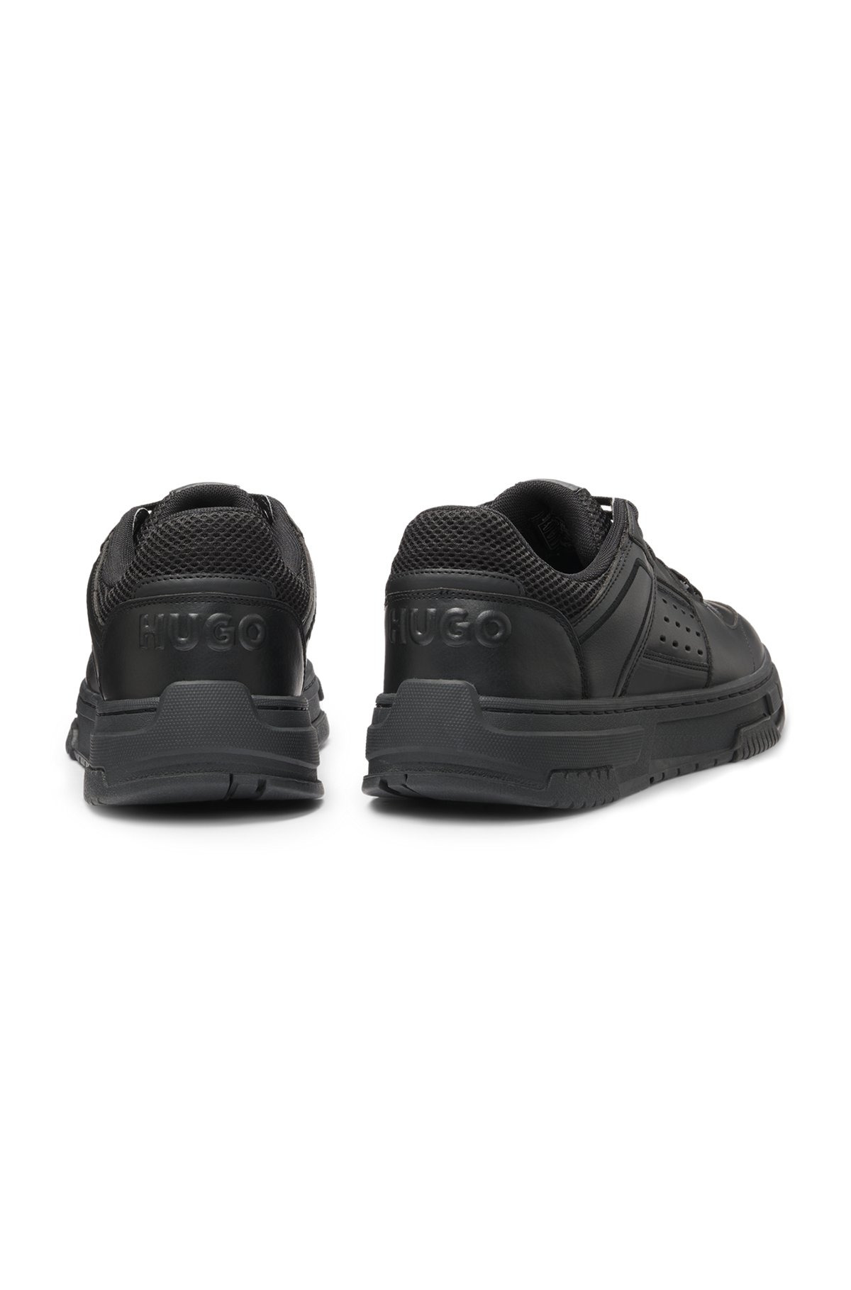 FAUX-LEATHER TRAINERS WITH MESH TRIMS - 5