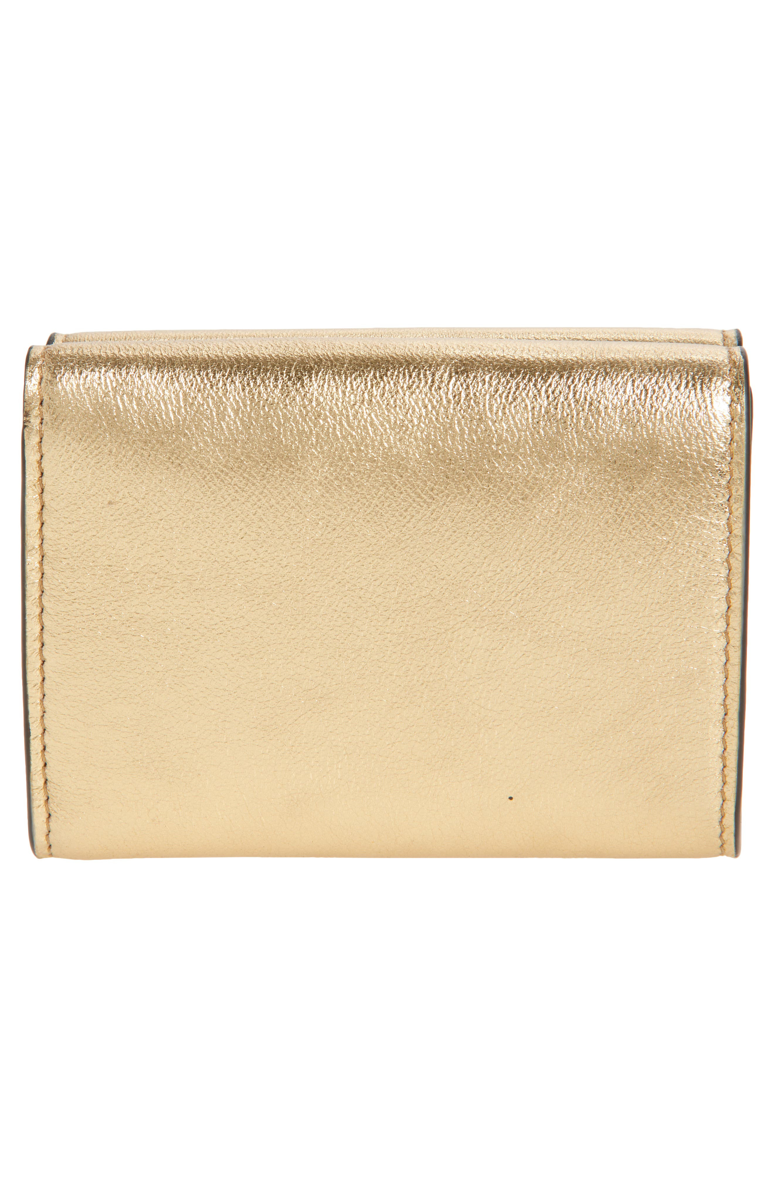 Versace Logo Metallic Leather Trifold Wallet in Mekong Gold Versace at Nordstrom - 4