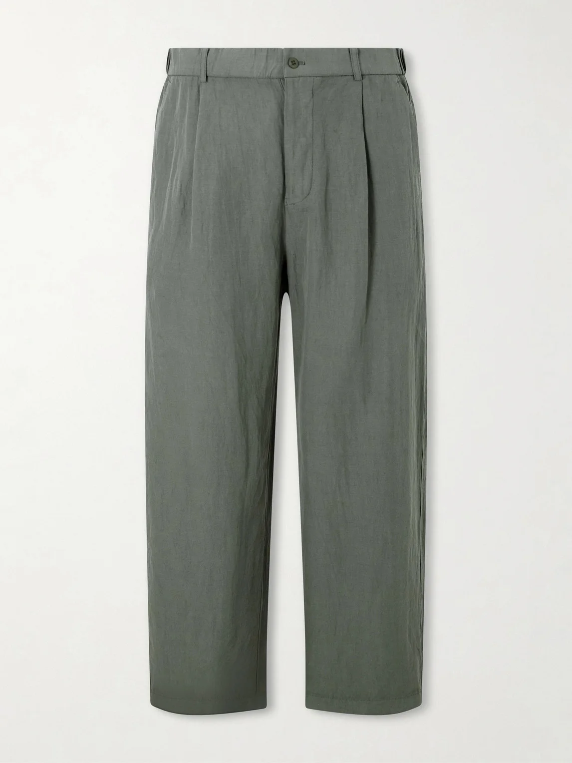 Wide-Leg Cotton and Linen-Blend Twill Trousers - 1
