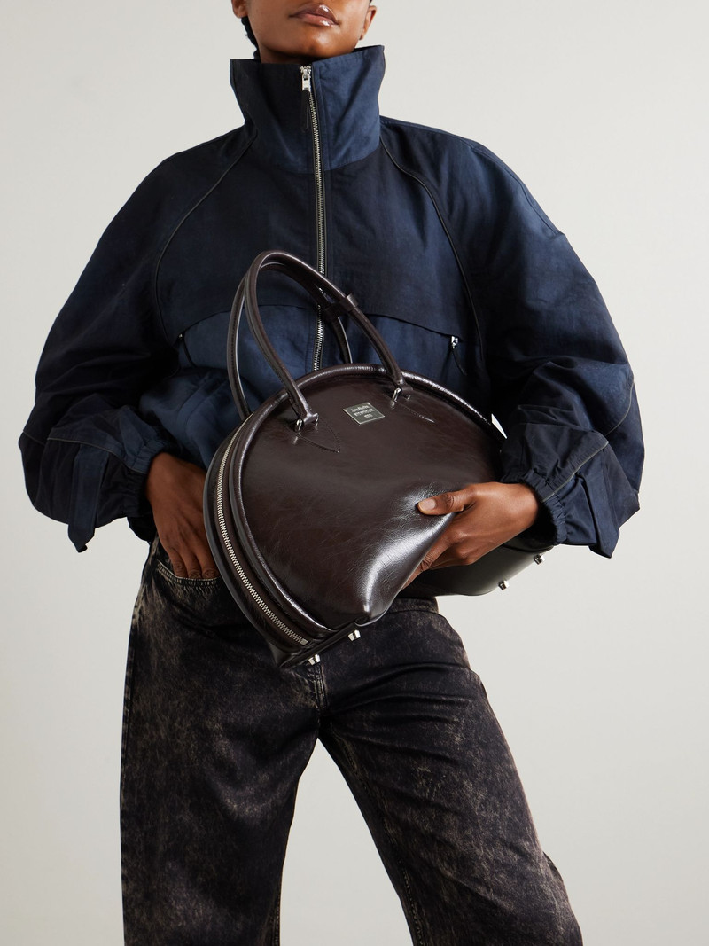 Acne Studios Bowlina leather tote Dark brown outlook