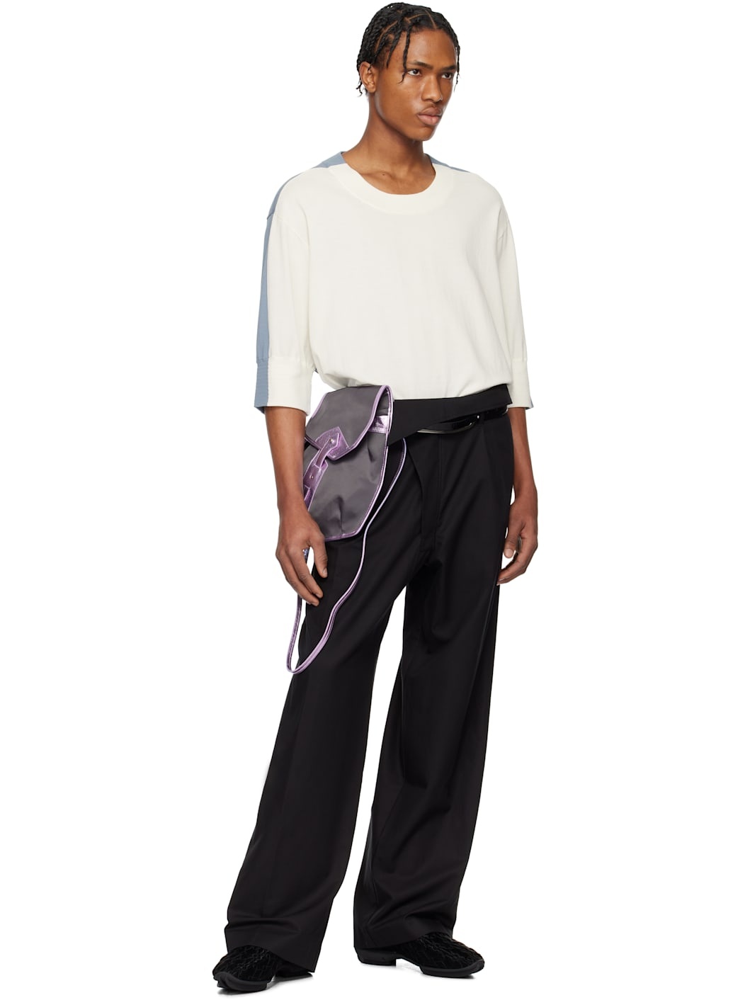Black Navin Wide Leg Trousers - 5