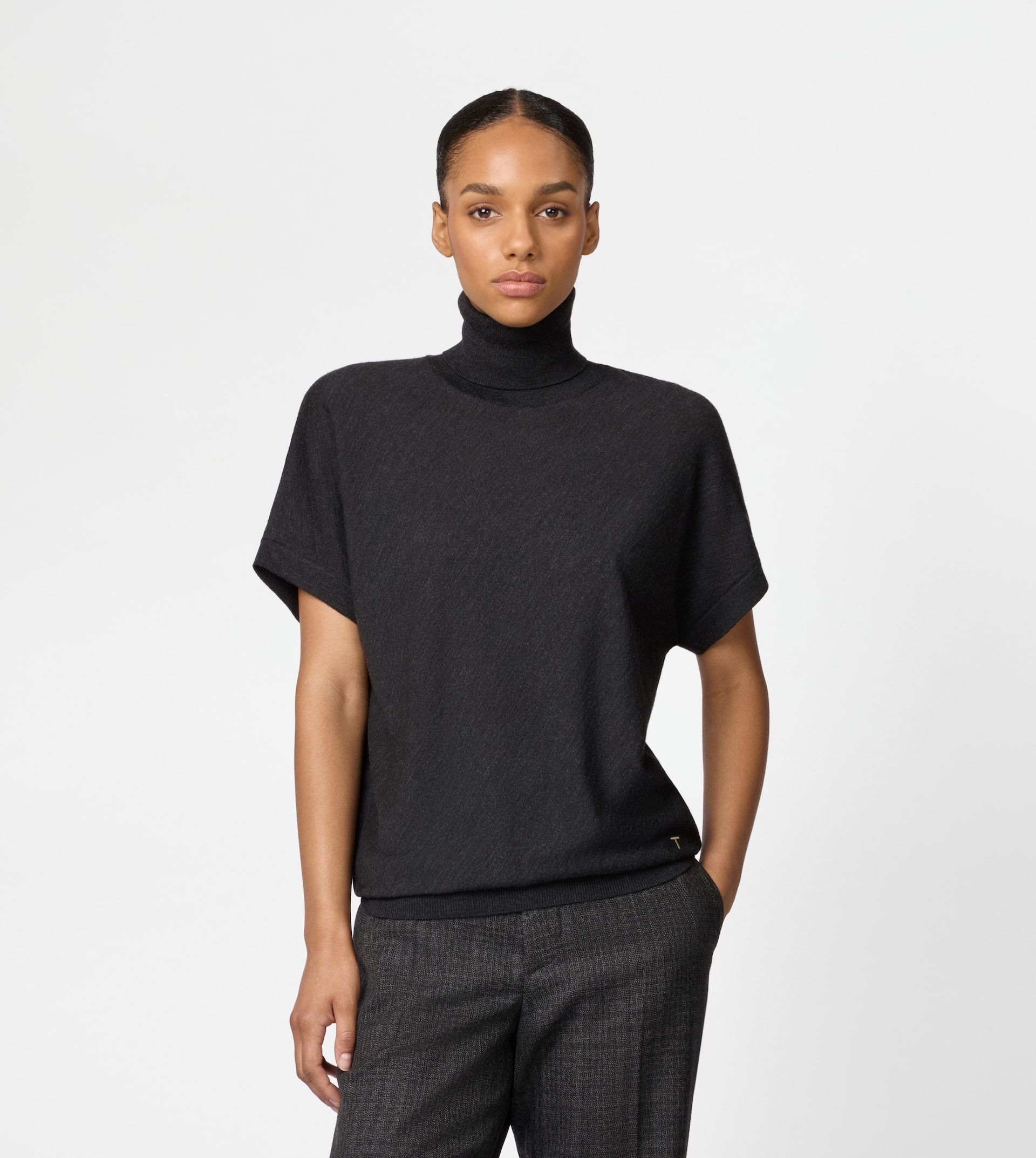 SILK BLEND TURTLENECK - GREY - 3