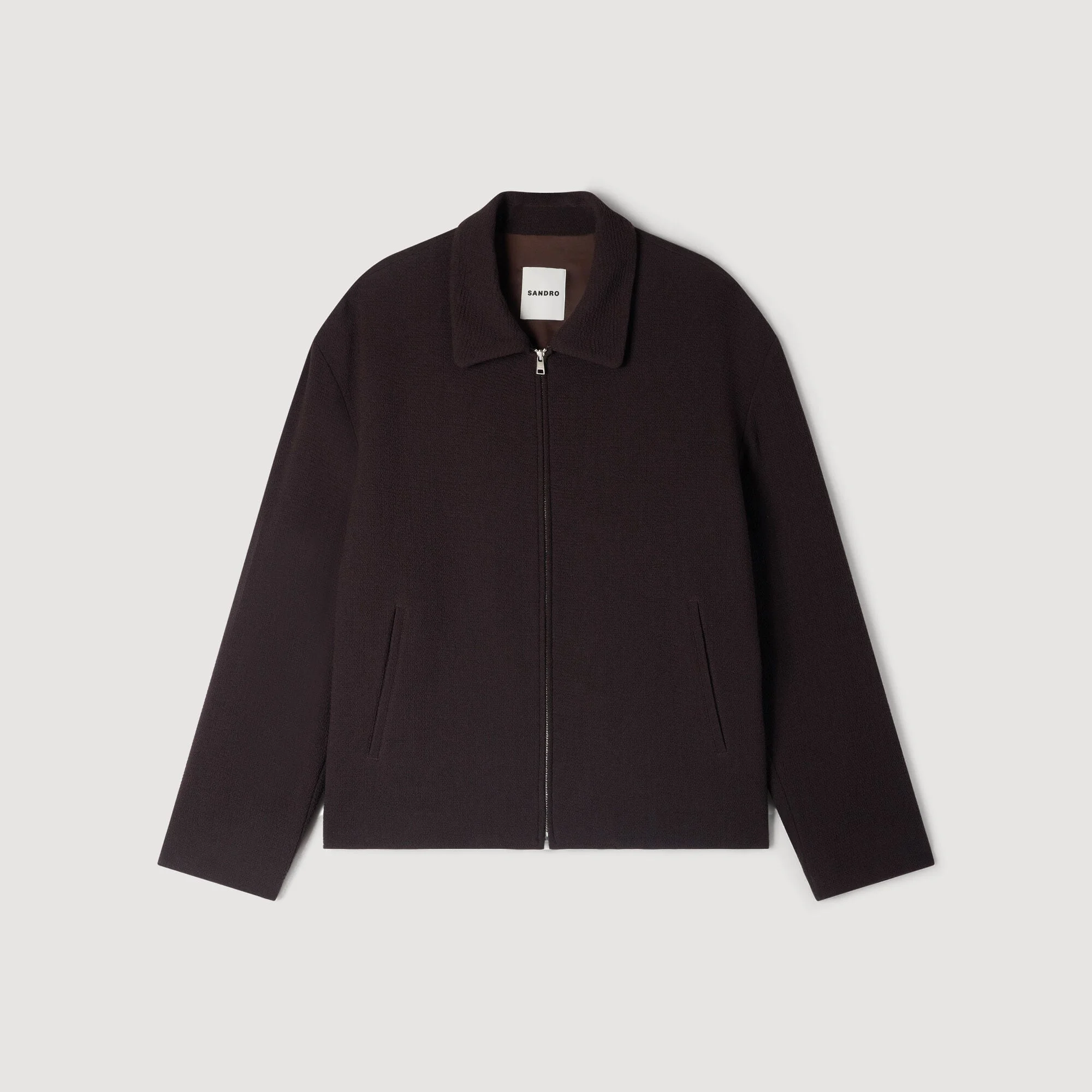 WAFFLED REGULAR COLLAR ZIP JACKET - 1