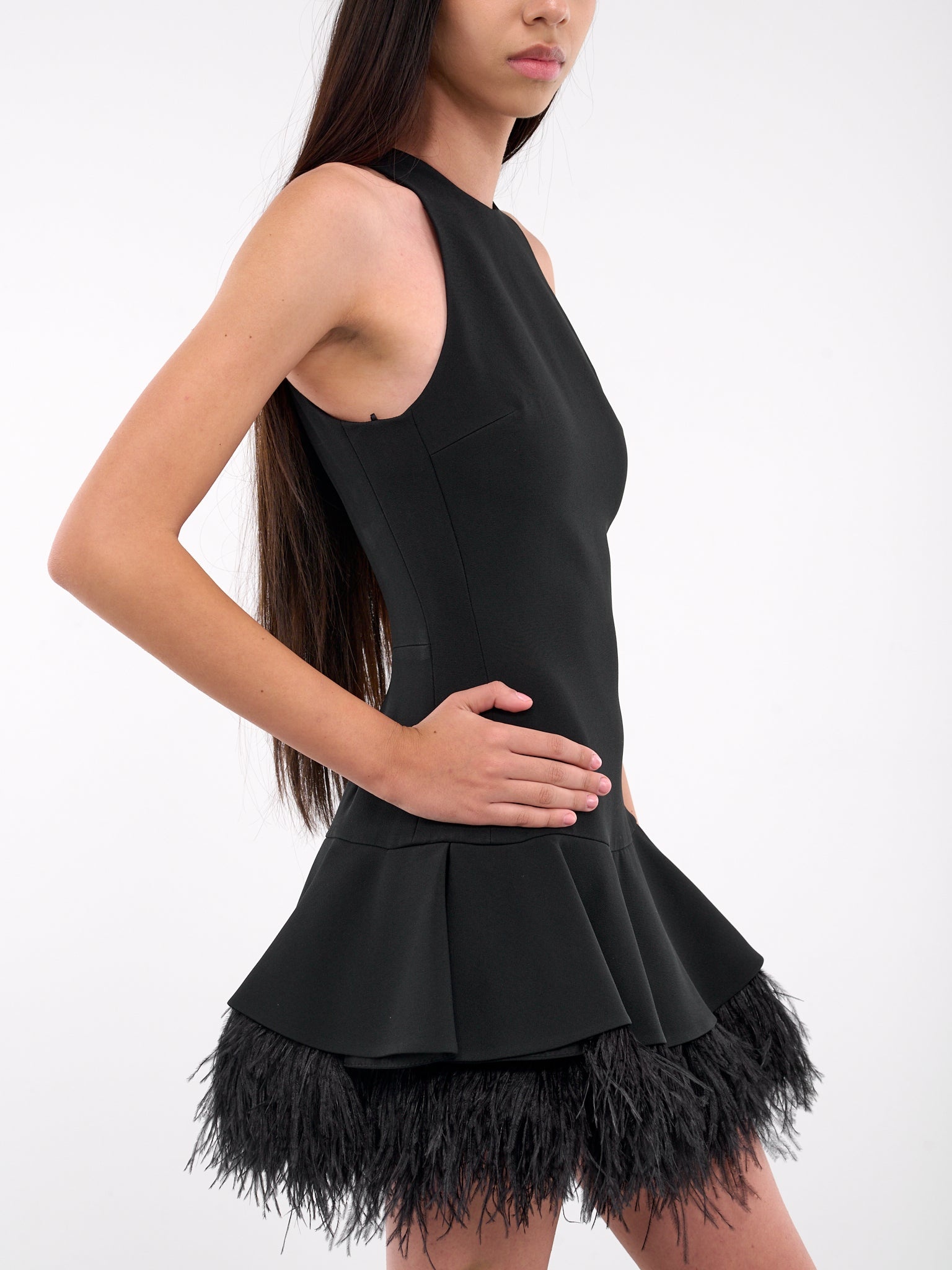 Feather Trim Mini Dress - 5