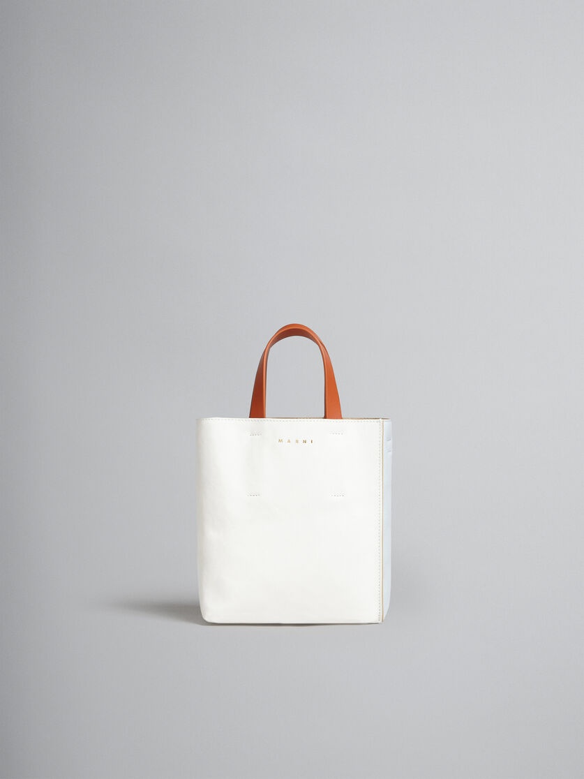 MUSEO SOFT MINI BAG IN WHITE LIGHT BLUE AND ORANGE LEATHER - 1