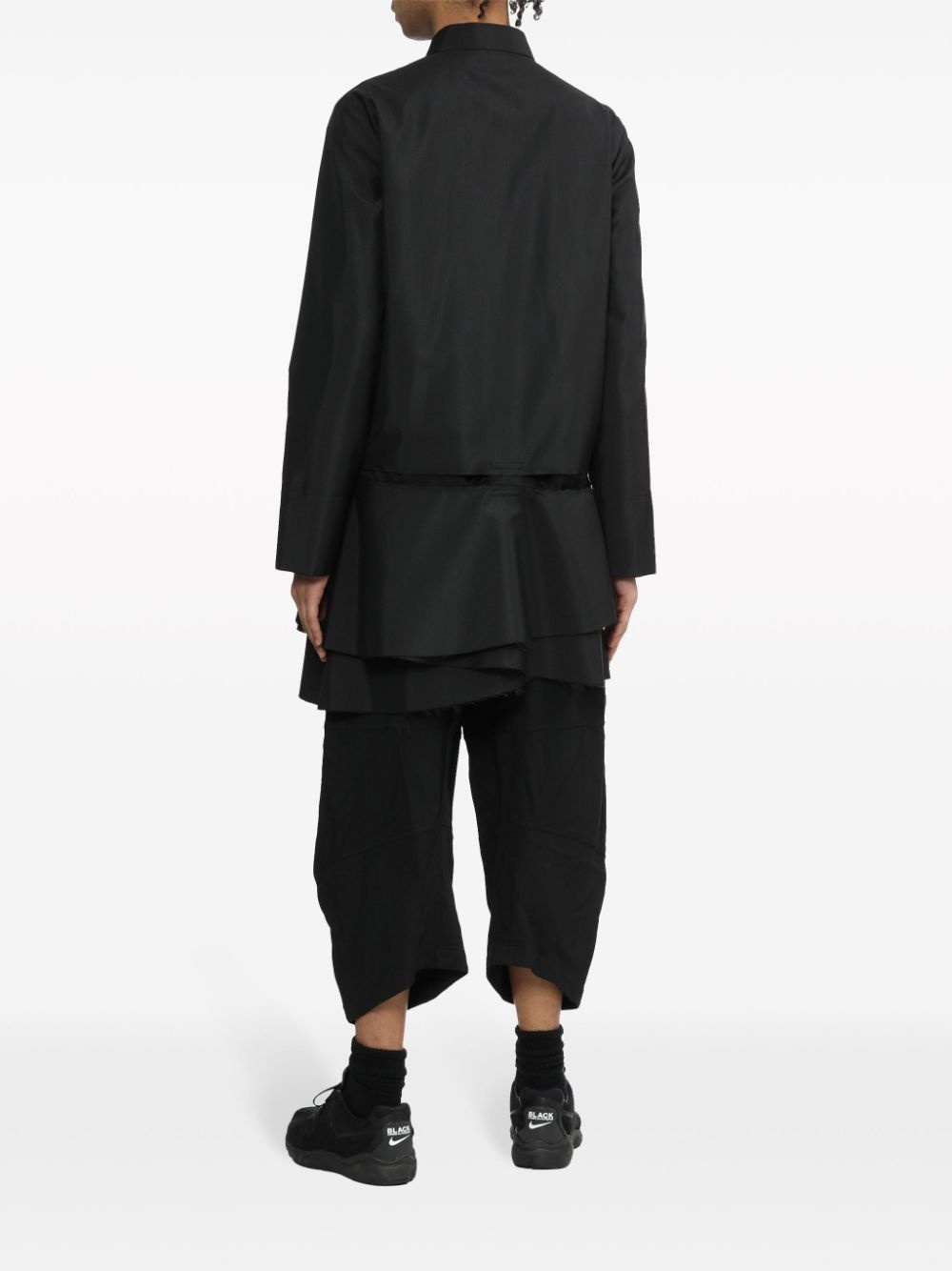 cut-out wool-blend coat - 4