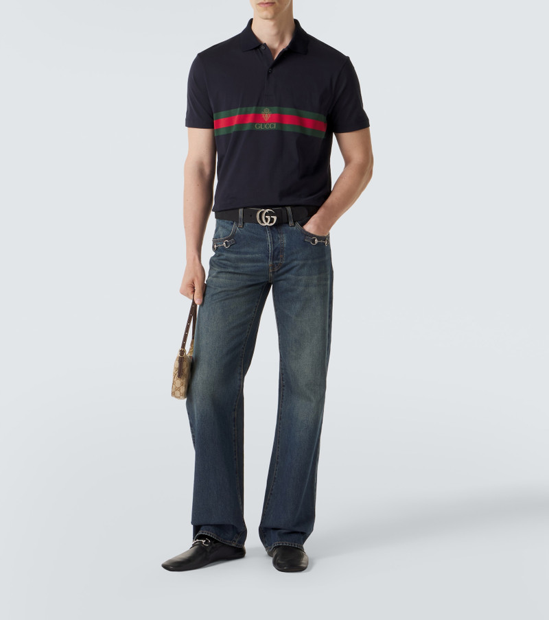 GUCCI Web Stripe cotton jersey polo shirt outlook