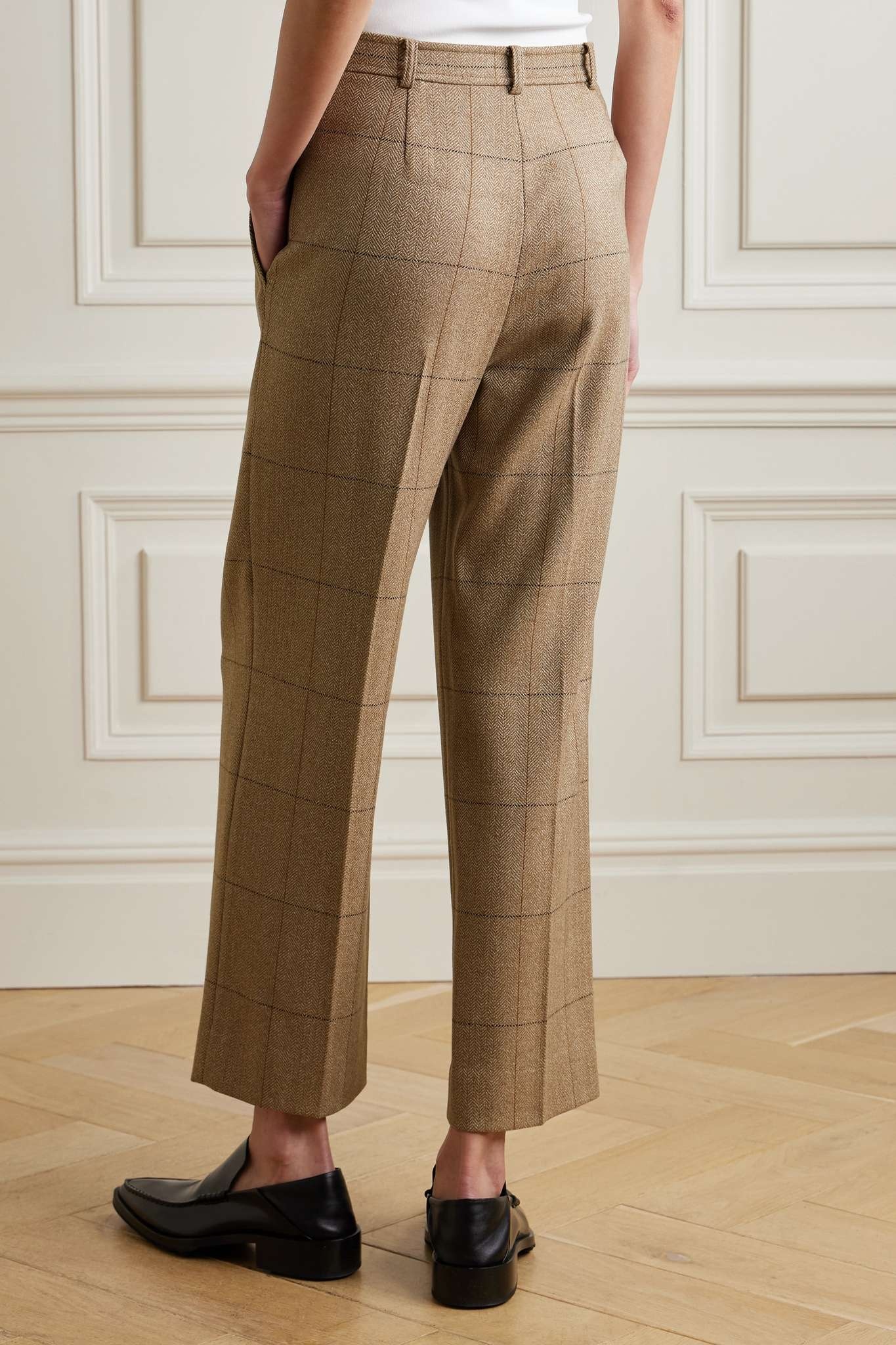 Yurik checked herringbone cashmere straight-leg pants - 4