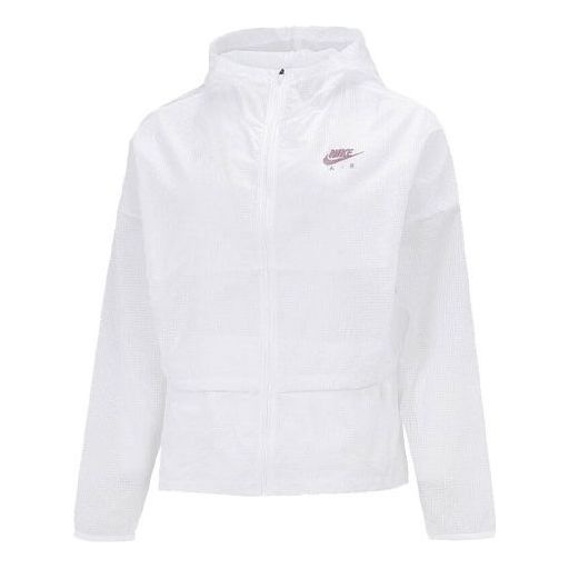 (WMNS) Nike Solid Color Logo Zipper Long Sleeves Hooded Jacket White DM7794-100 - 1