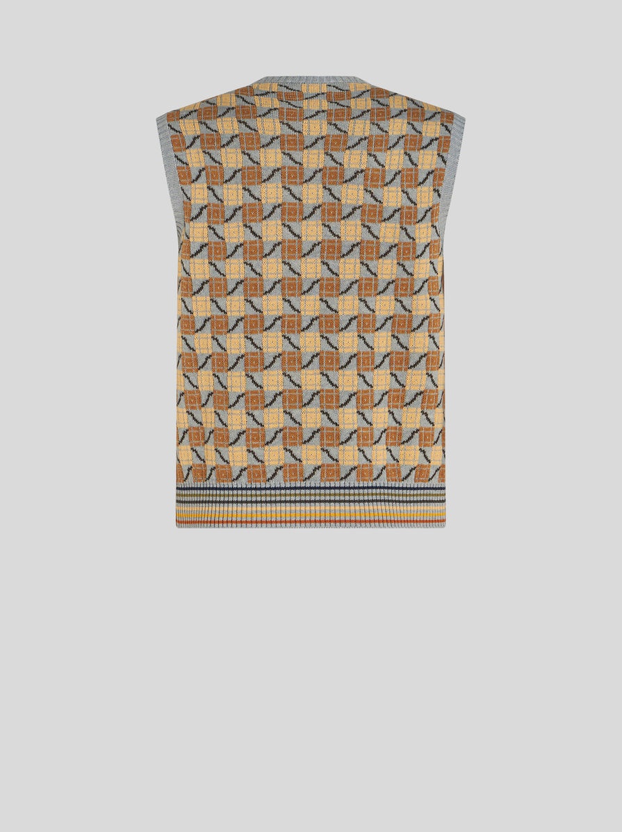 GEOMETRIC PATTERN KNITTED GILET - 5