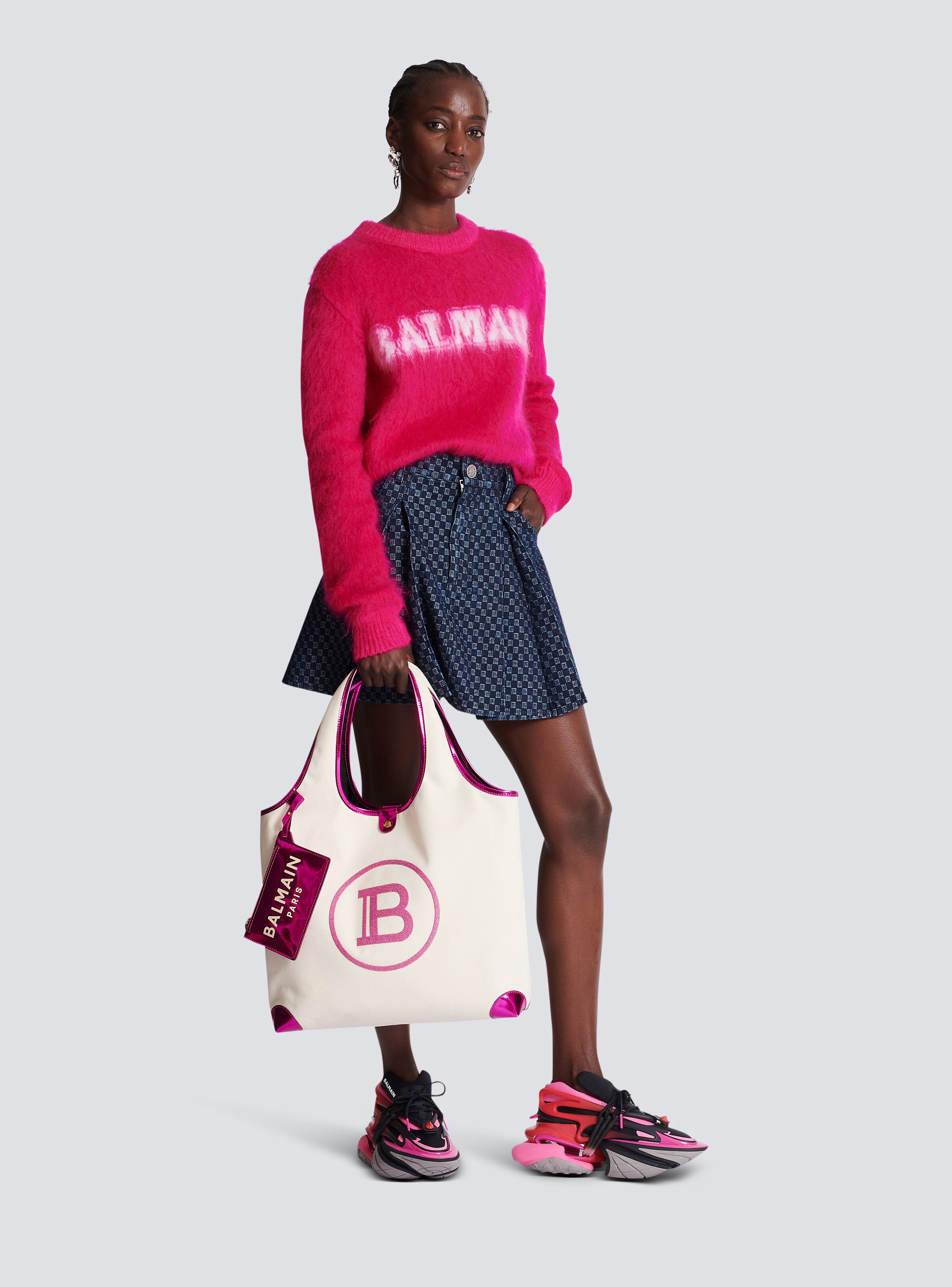 Mirror-effect leather and canvas Grocery Bag - 7