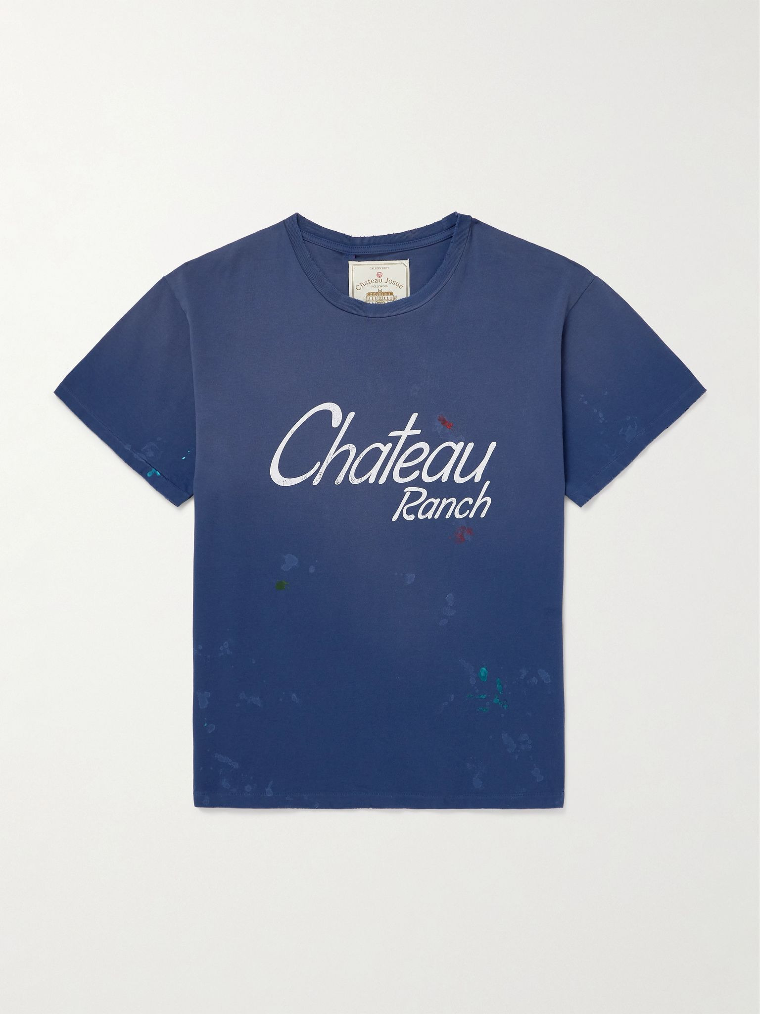 Chateau Ranch Distressed Printed Supima Cotton-Jersey T-Shirt Navy - 1