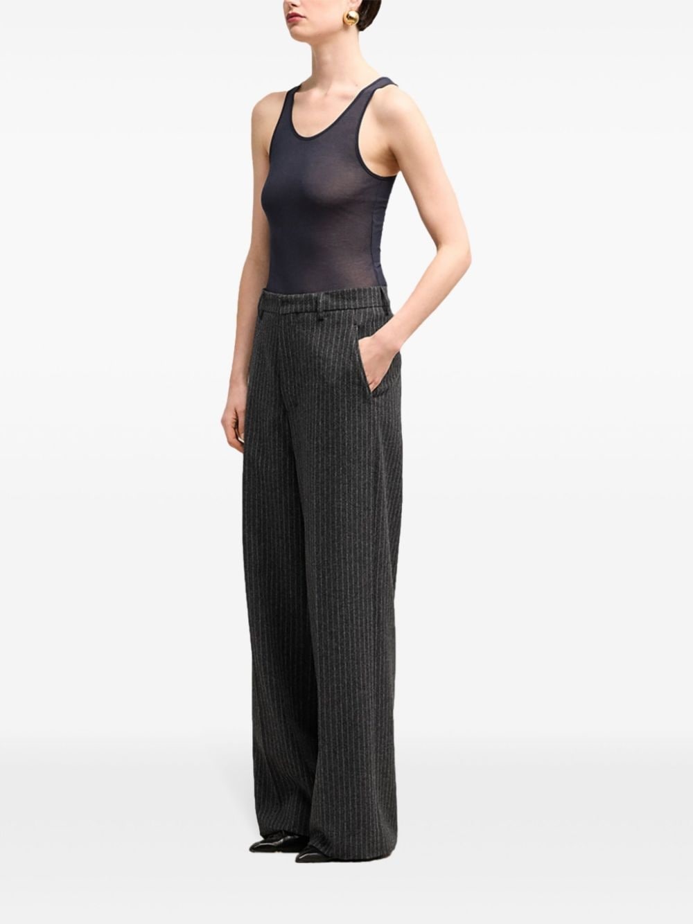 pinstripe tailored trousers - 3