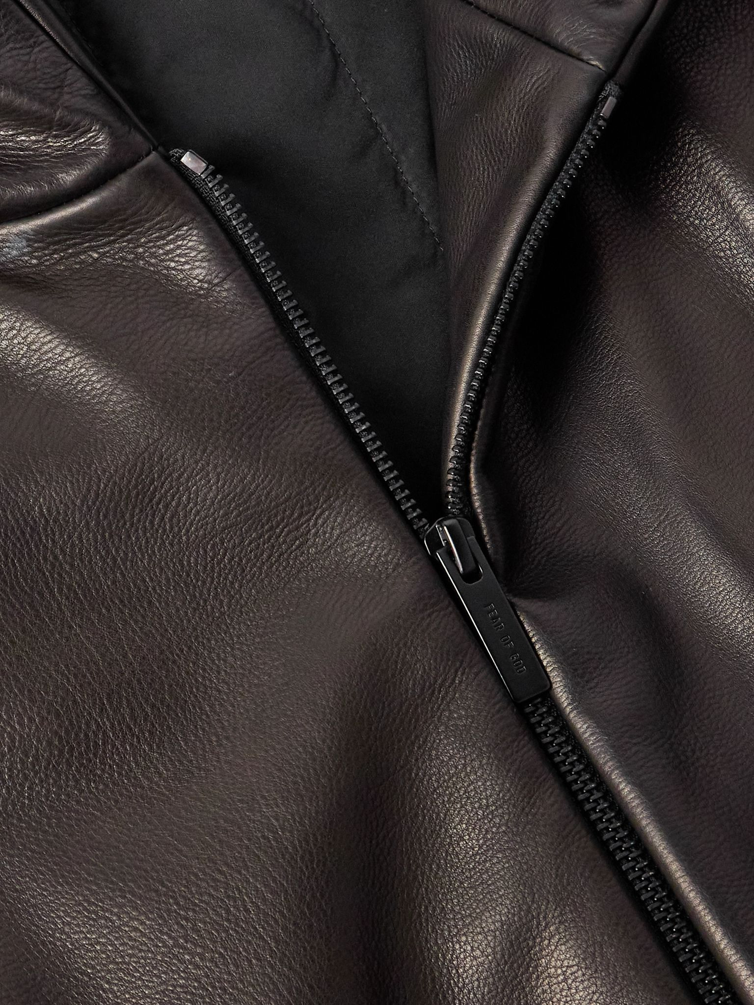 Padded Leather Hooded Bomber Jacket Black - 5
