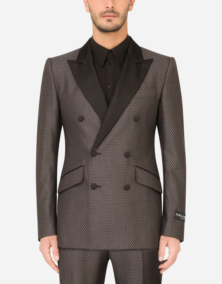 Double-breasted silk jacquard Sicilia-fit tuxedo jacket - 1