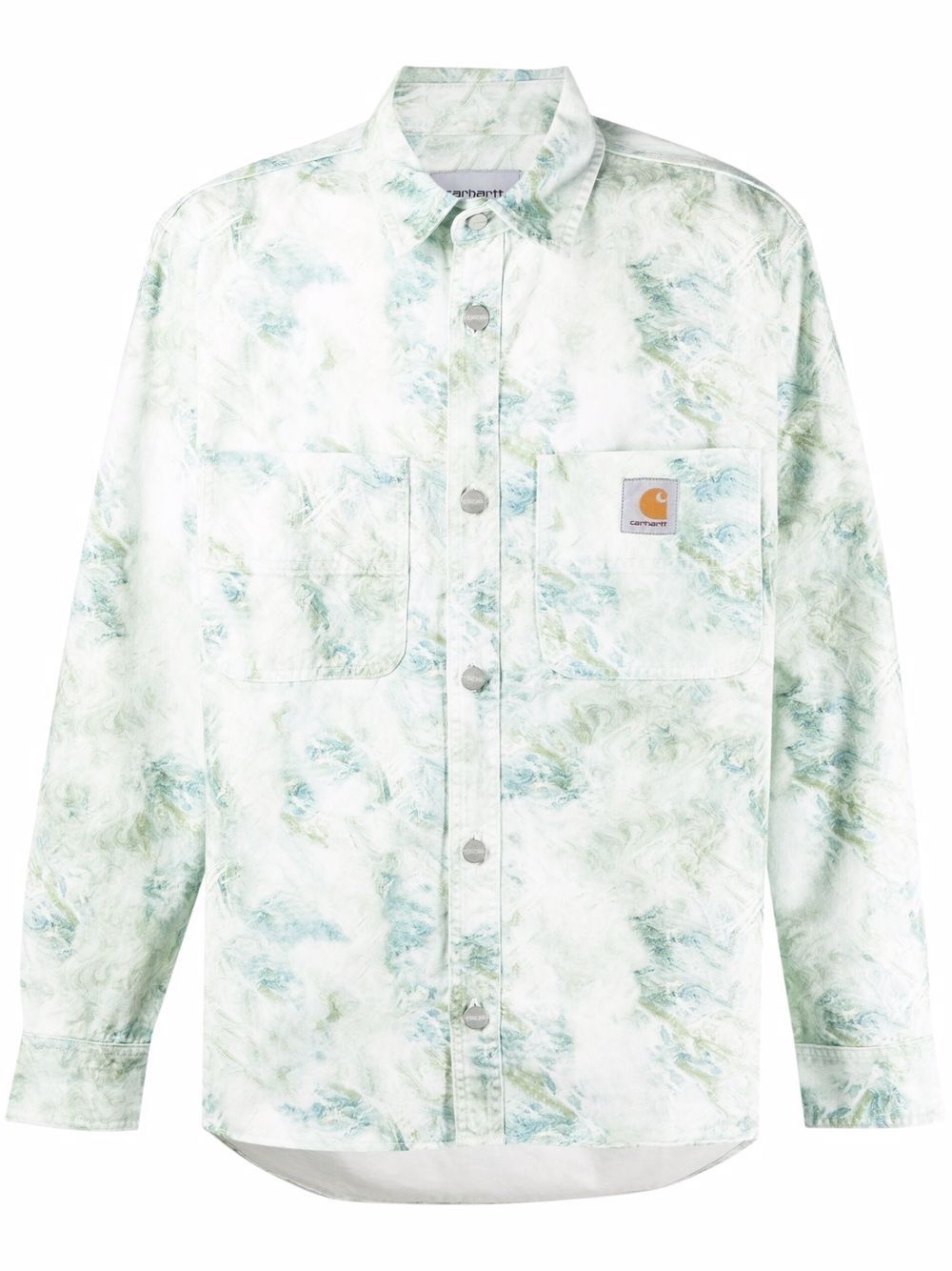 marble print pocket shirt - 1