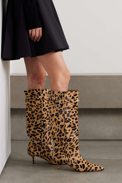 Alaïa 55 cutout leopard-print suede knee boots outlook