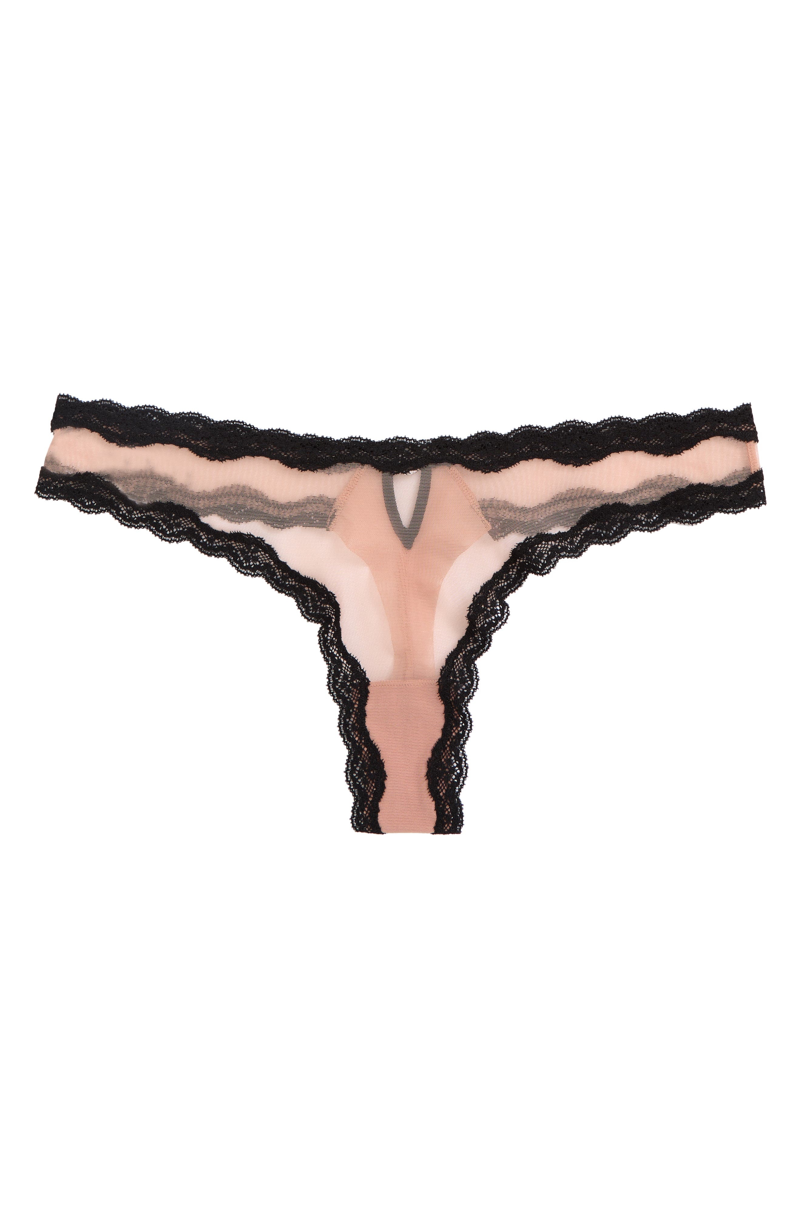 Fleur Du Mal Sheer Tulle Thong in Petal at Nordstrom - 4