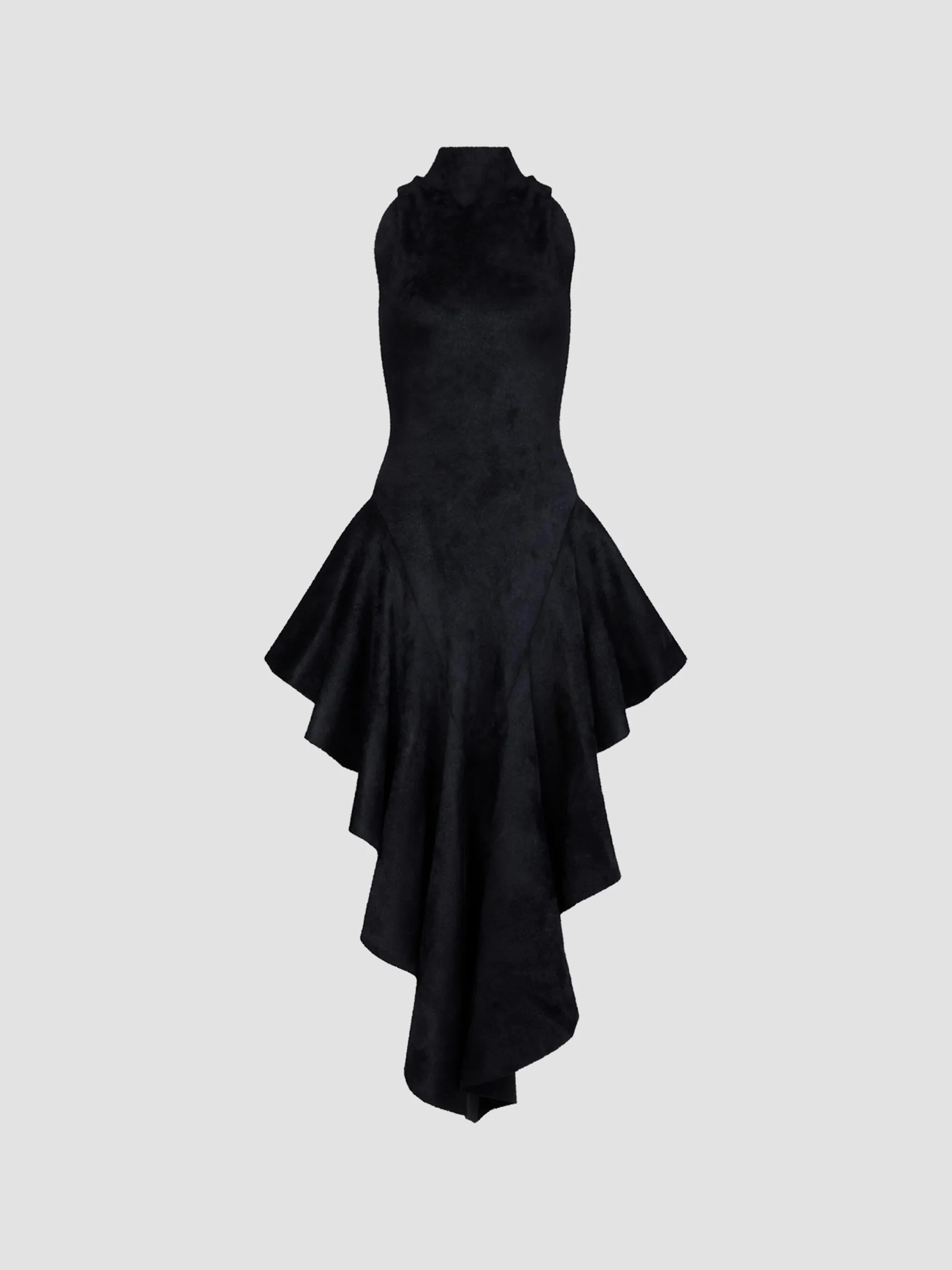 Women's Pointed Tailored Velvet Midi Dress - Noir Alaia - 1
