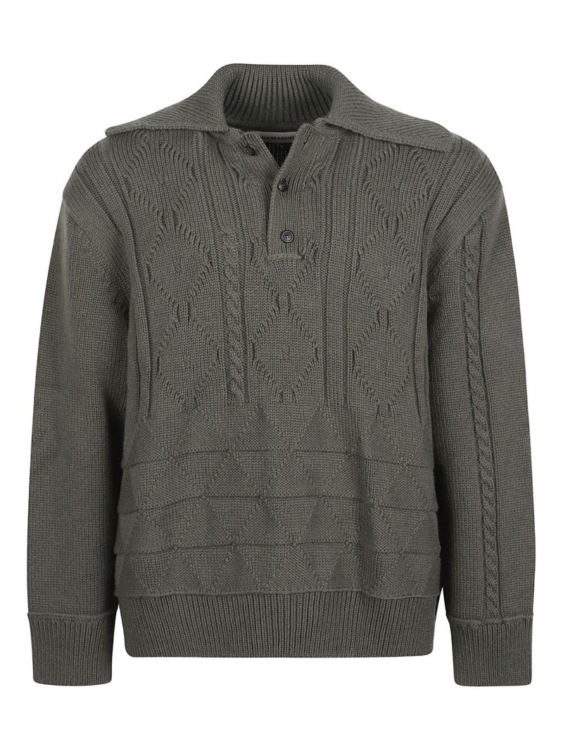 cable-knit polo-collar pullover 1