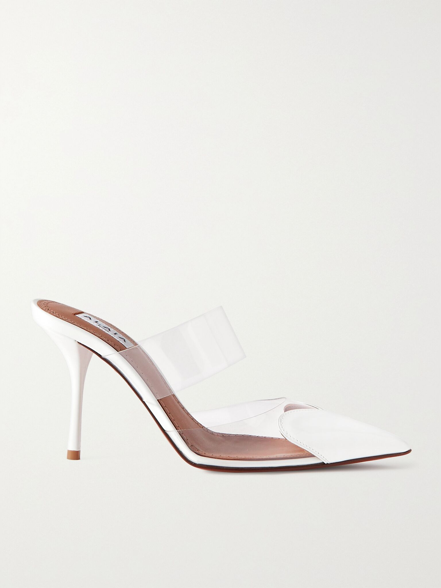 Le Cœur 90 PU and patent-leather point-toe mules White - 1