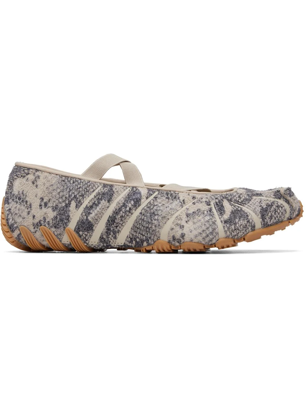 Beige & Gray Ghost Sprint Ballerina Flats - 1