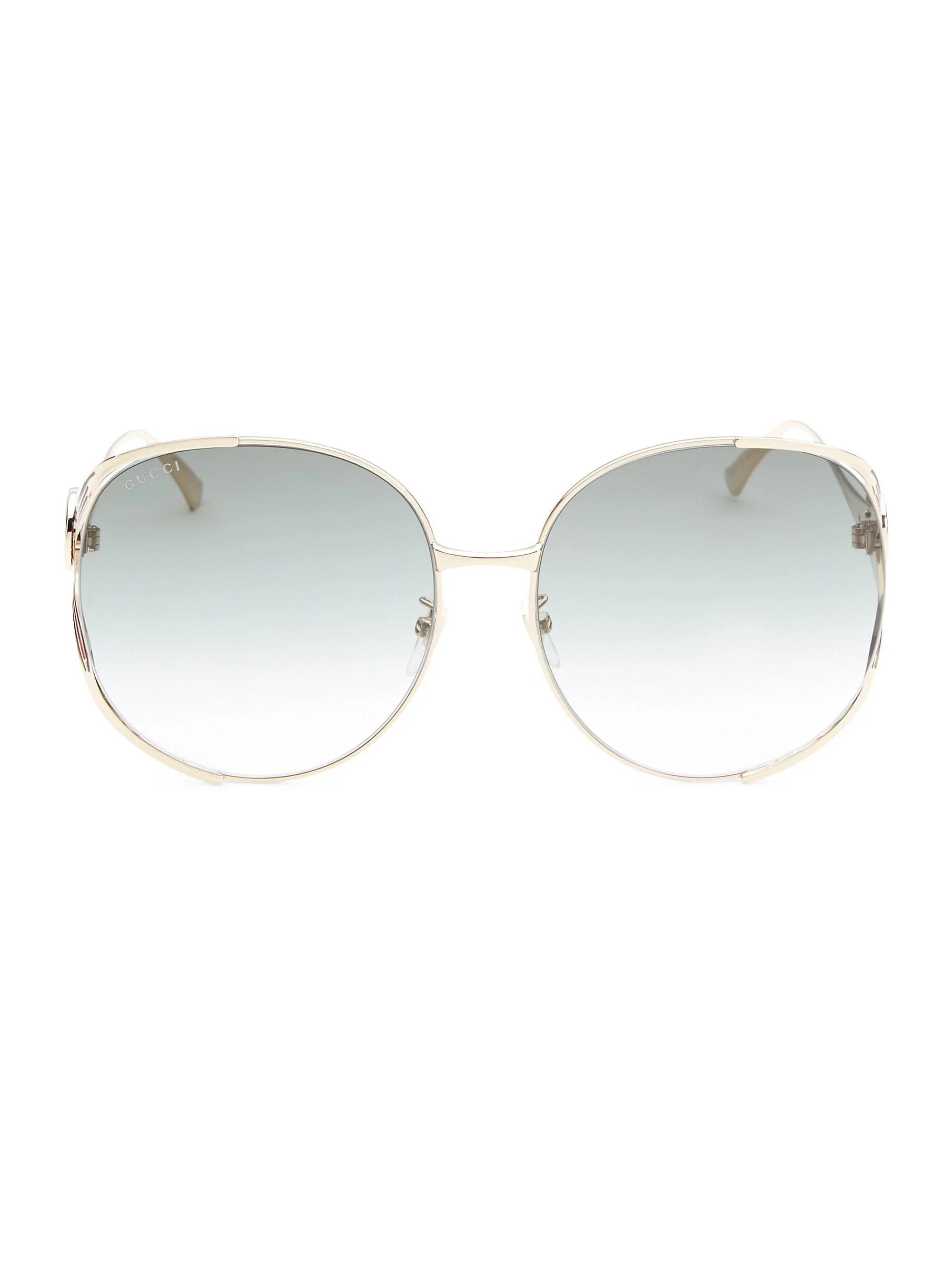 Women's Fork 63MM Round Sunglasses - Gold Green - 1