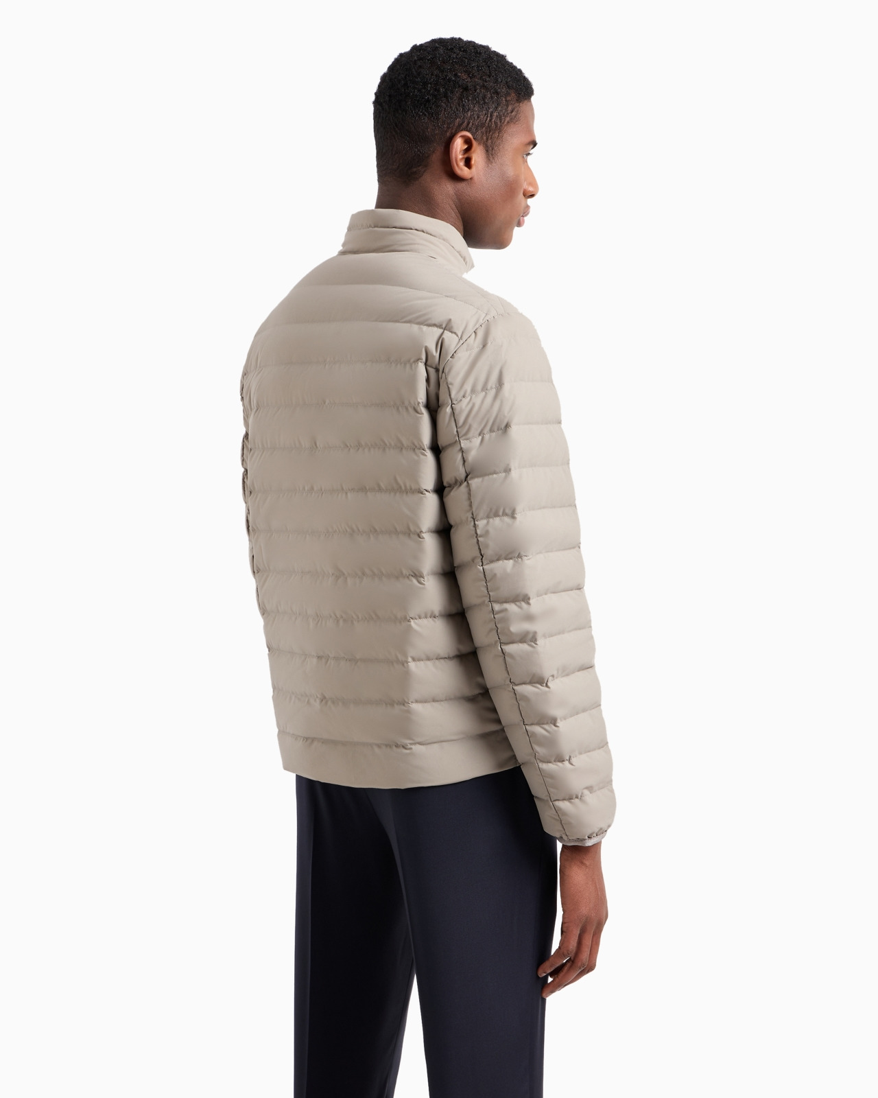Quilted nylon full-zip down jacket with eagle logo patch - 3
