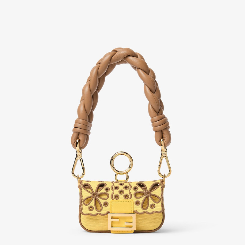 Nano Baguette Maxi Handle Charm Broom yellow openwork canvas charm 1