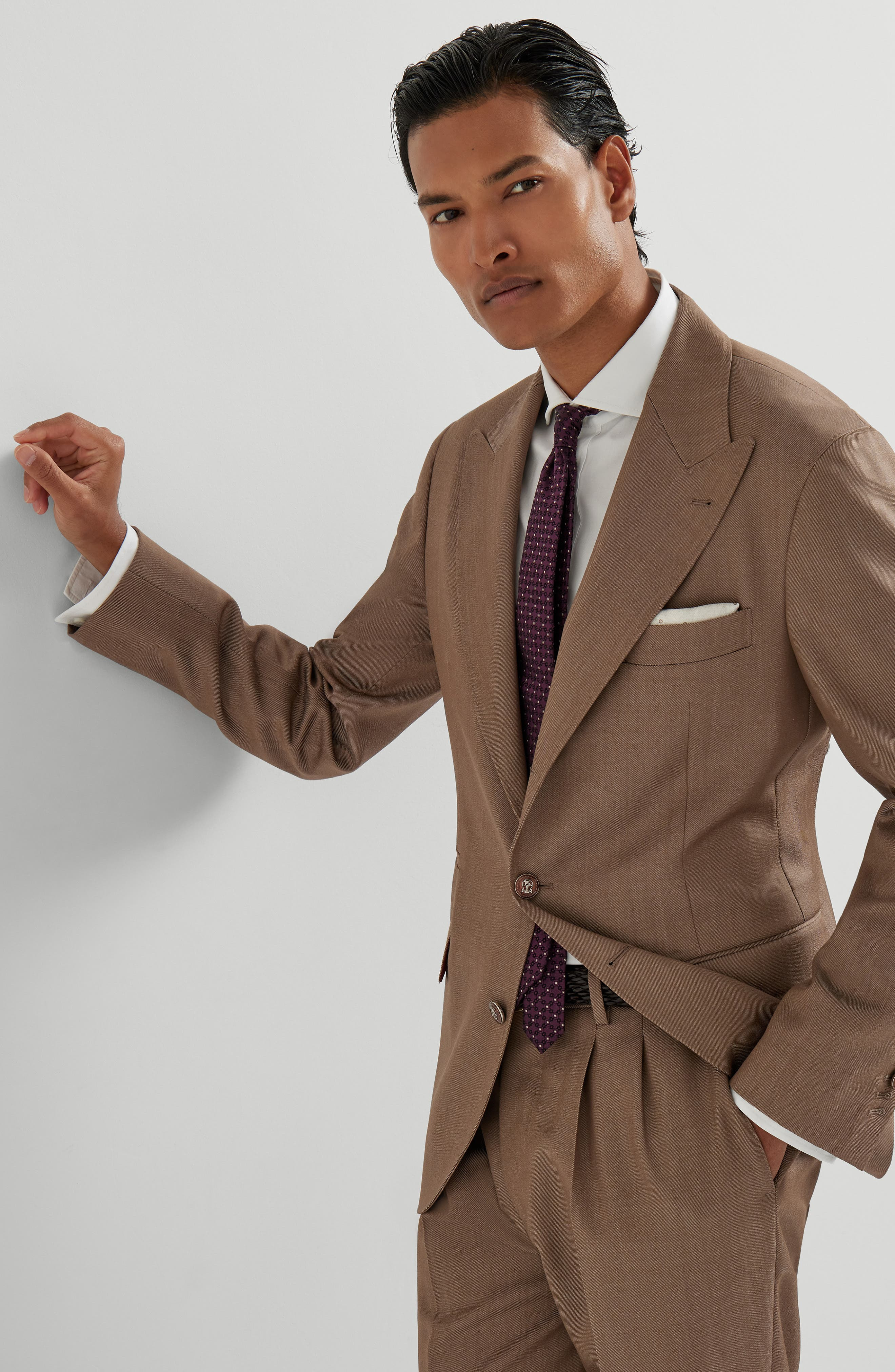 Brunello Cucinelli Blazer with large peak lapel in Bark at Nordstrom - 5