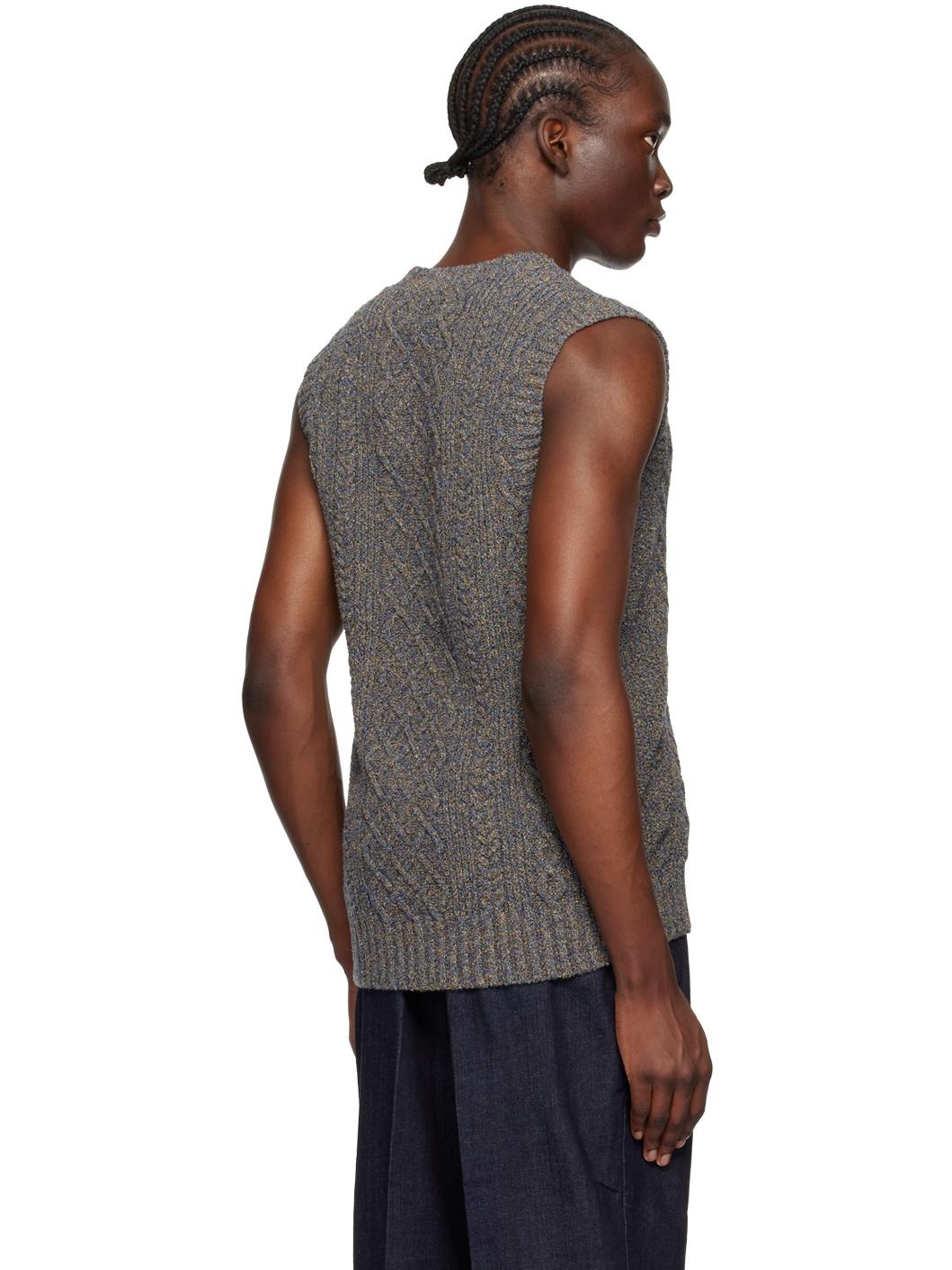 Navy Aran Vest - 3