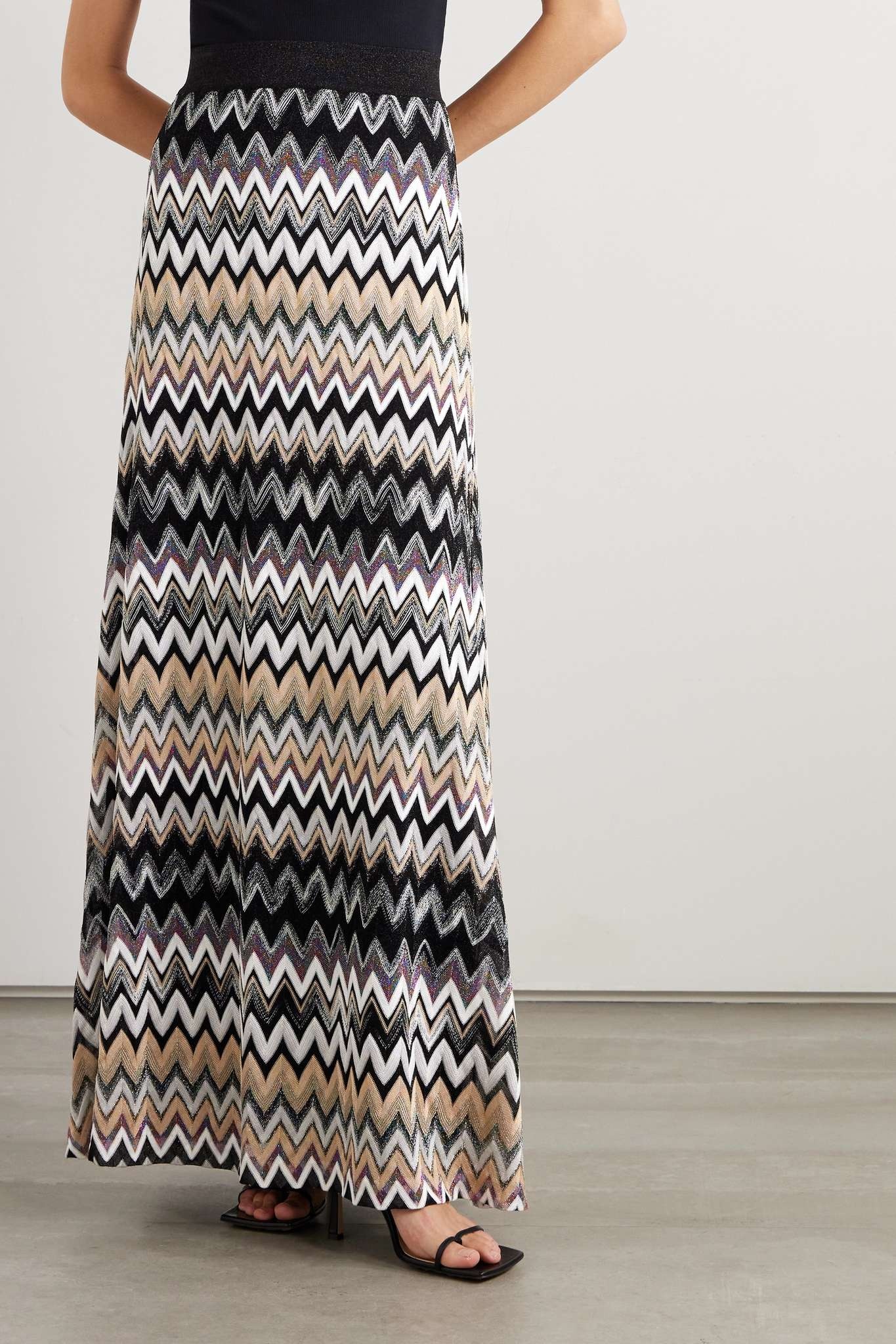 Striped metallic crochet-knit maxi skirt - 3