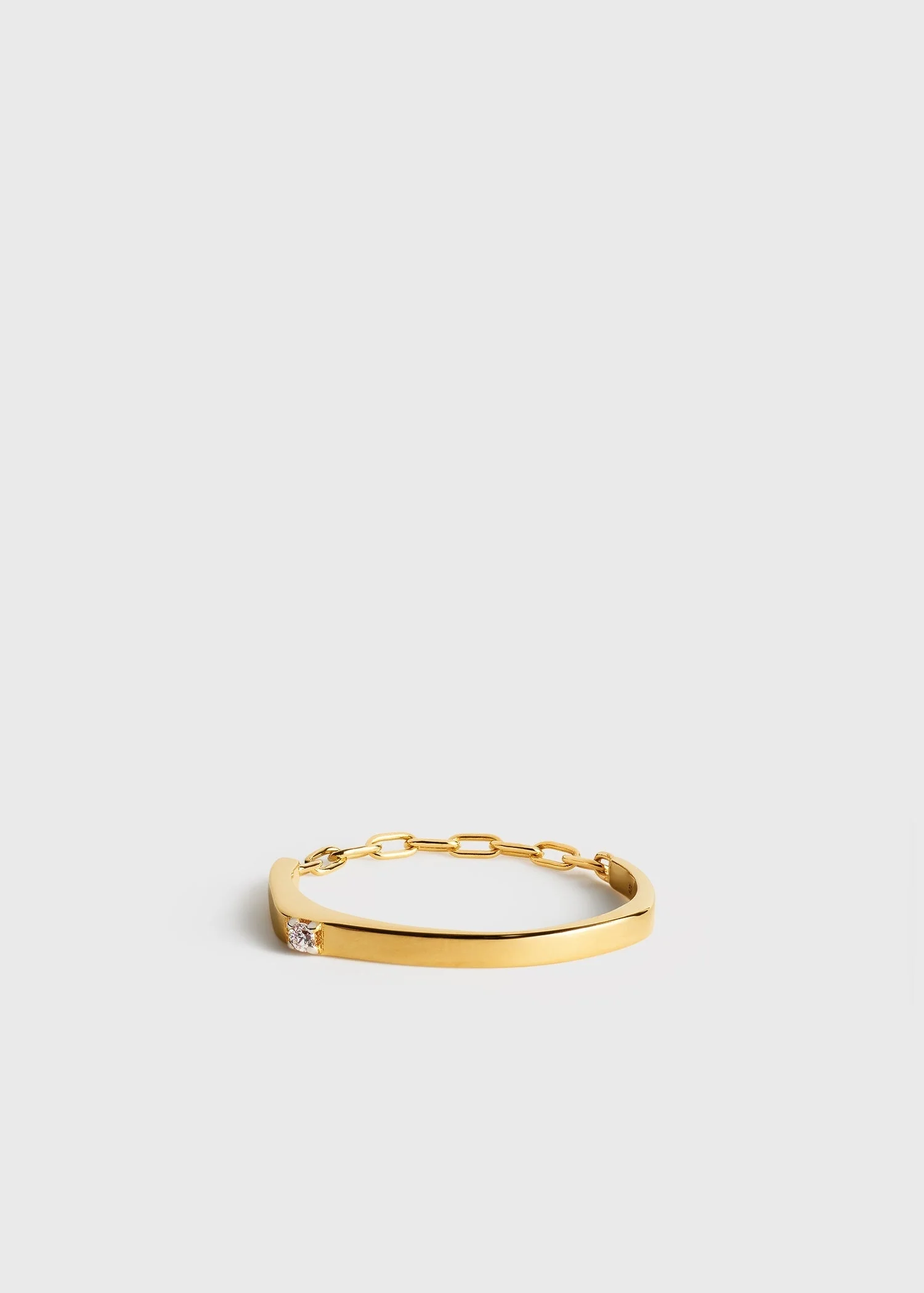 Diamond chain ring 18kt gold - 1
