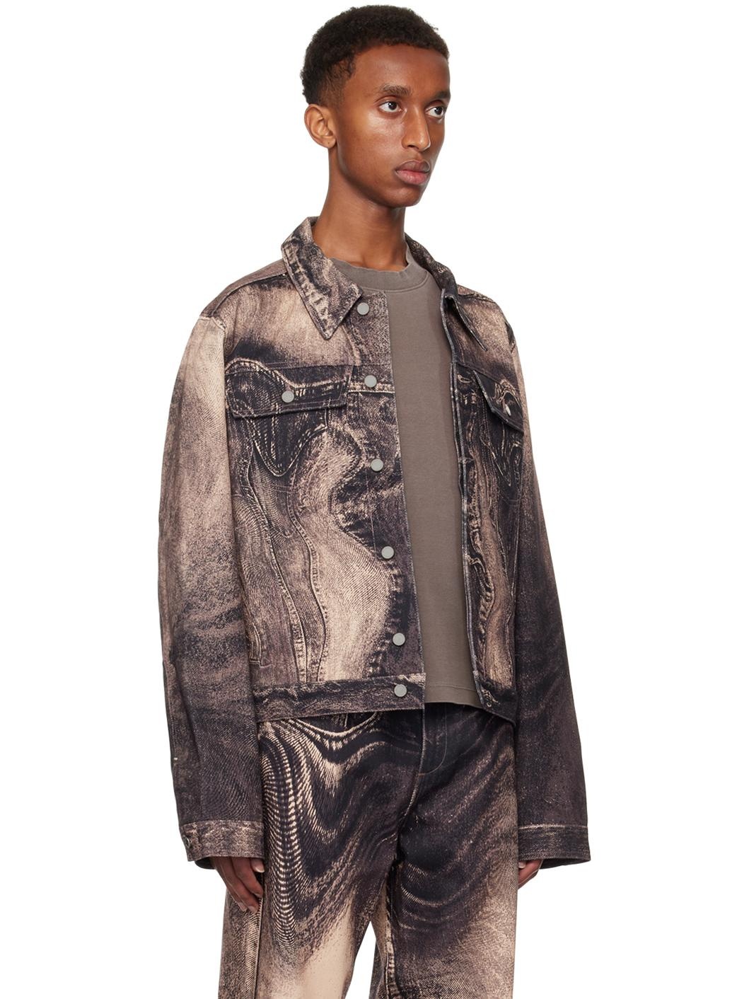 Pink Distorted Print Denim Jacket - 2