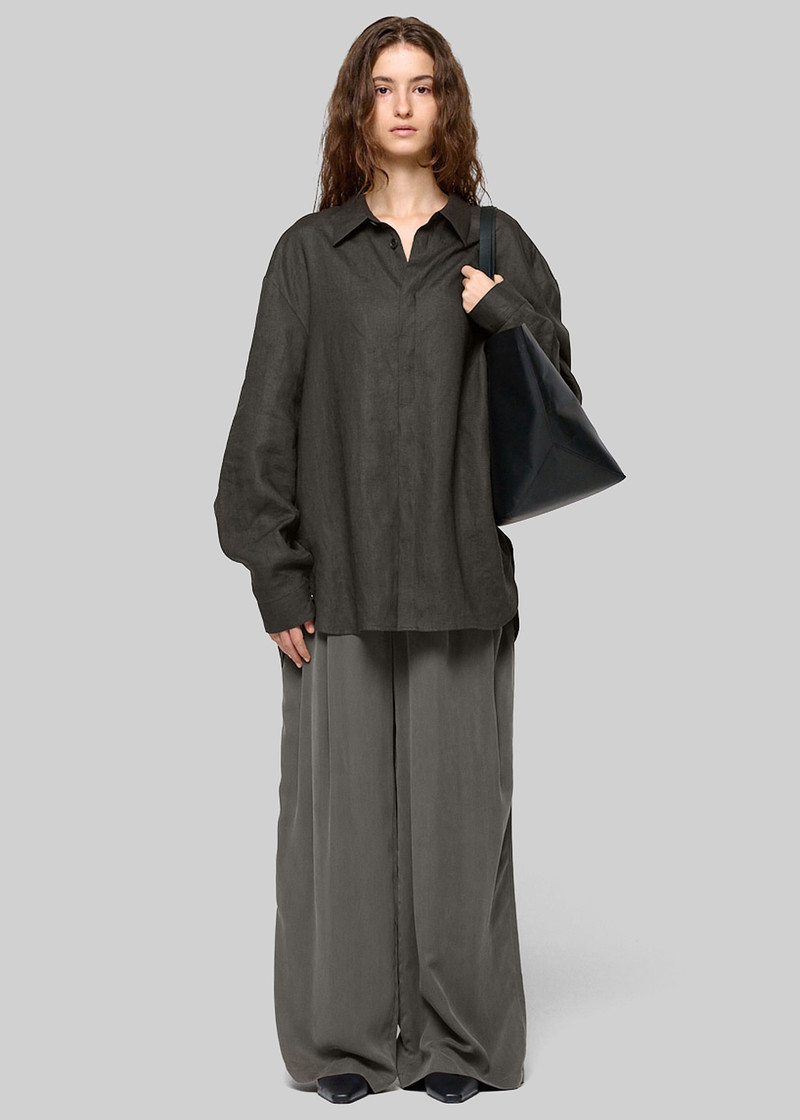 AMOMENTO Amomento Linen Oversized Shirt - Khaki Grey outlook