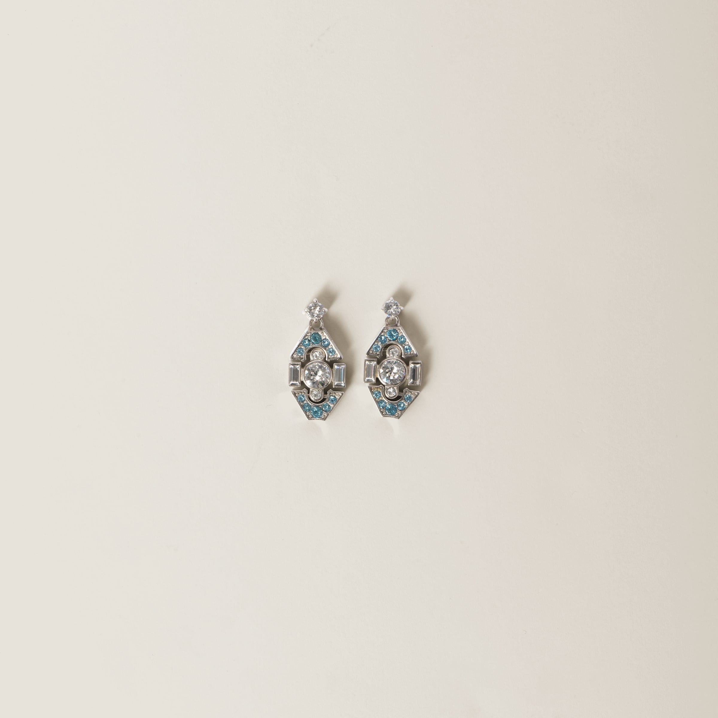 Metal earrings with crystals - 1