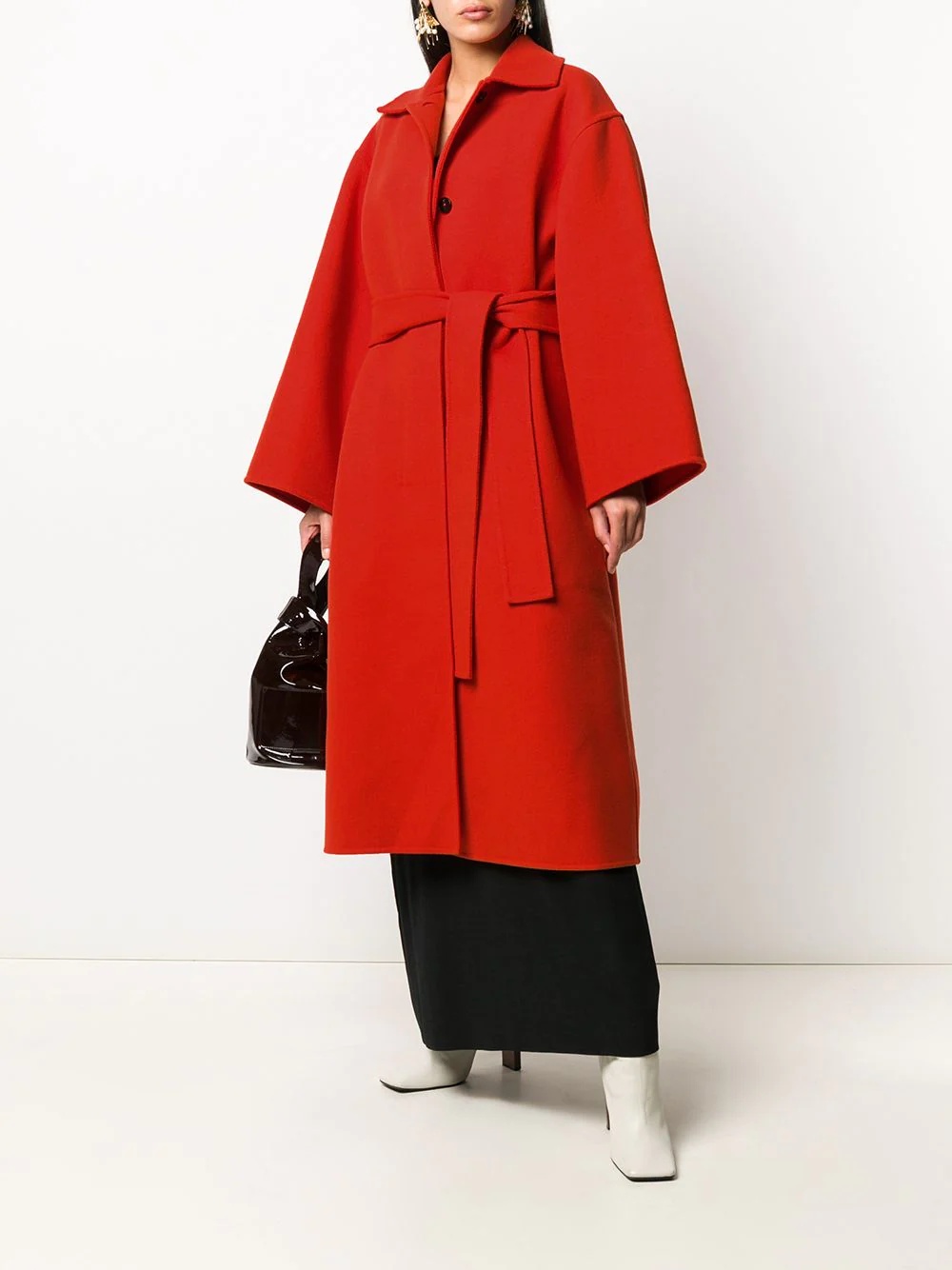 belted long coat - 2