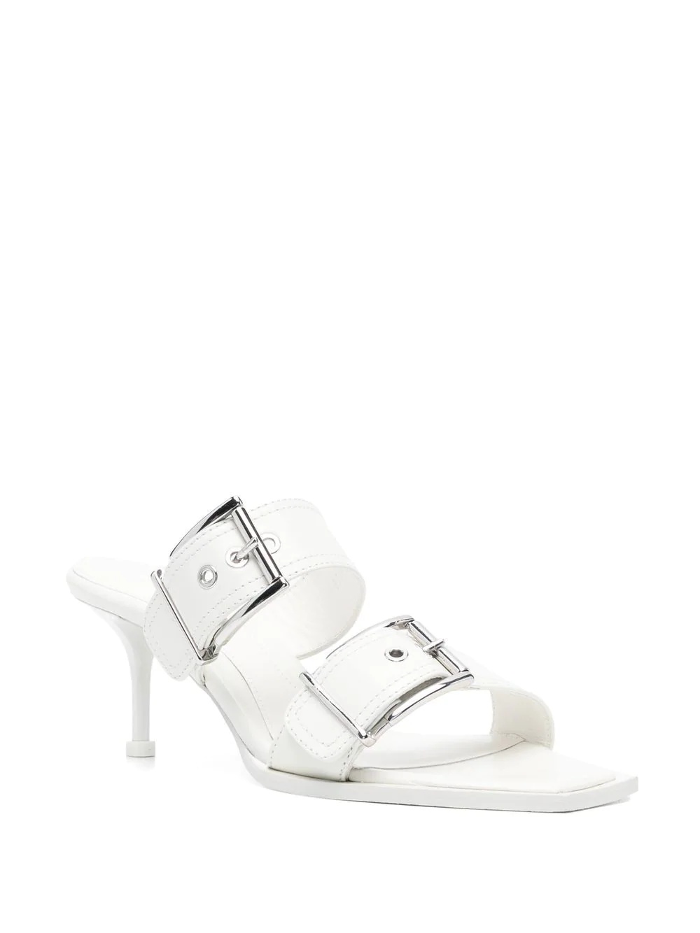 75mm leather buckled mules - 2